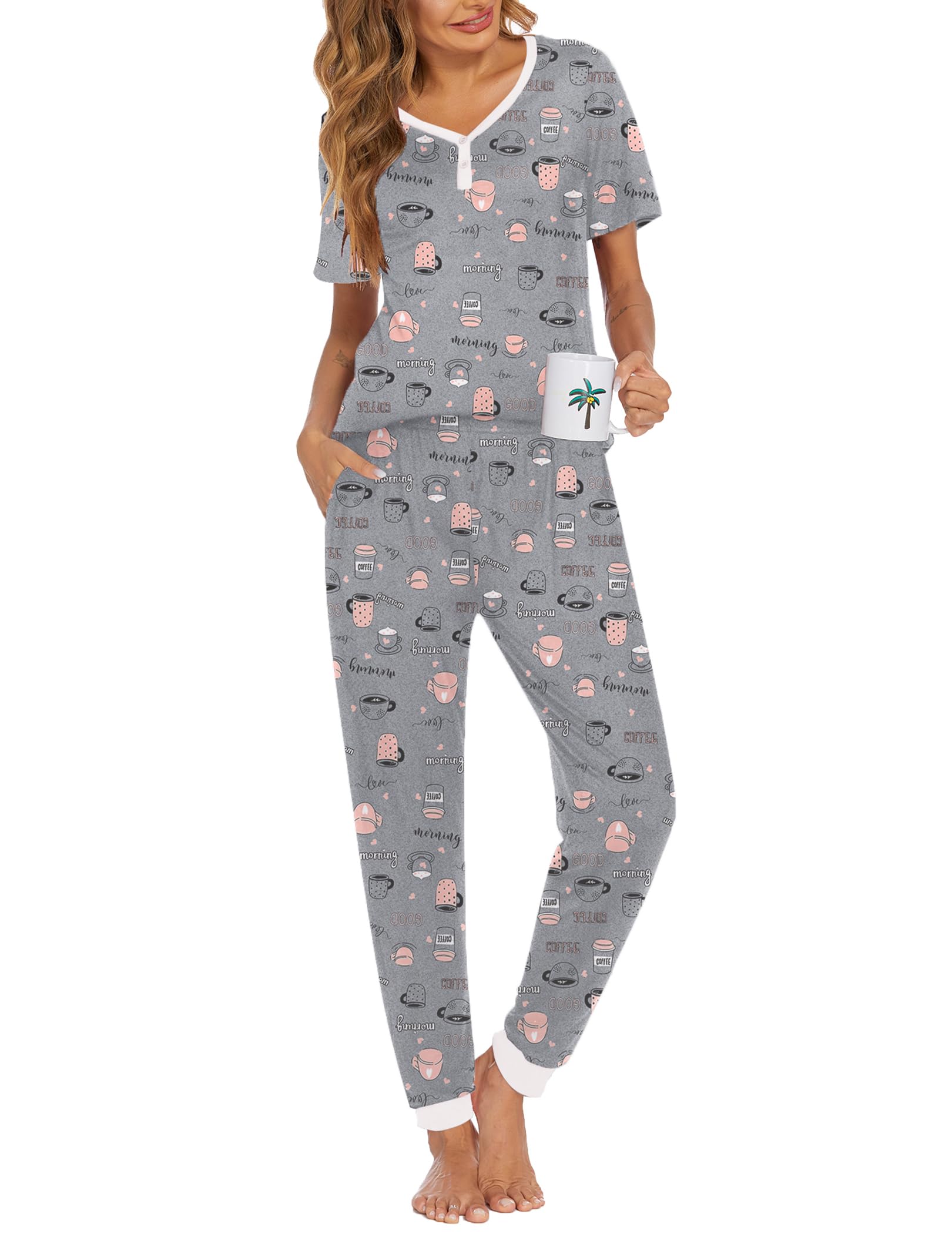 Ekouaer Pajamas for Women Set 2 Piece Fall Sleepwear with Pockets