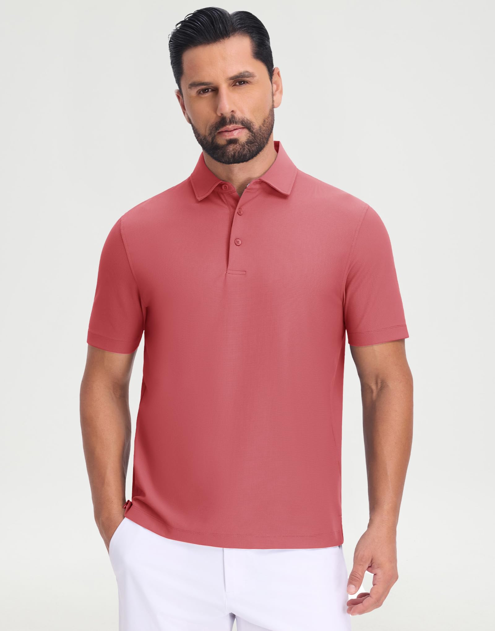 M MAELREG Golf Shirts for Men Dry Fit Waffle Textured Collared Short Sleeve Moisture Wicking Casual Sports Mens Polo Shirts