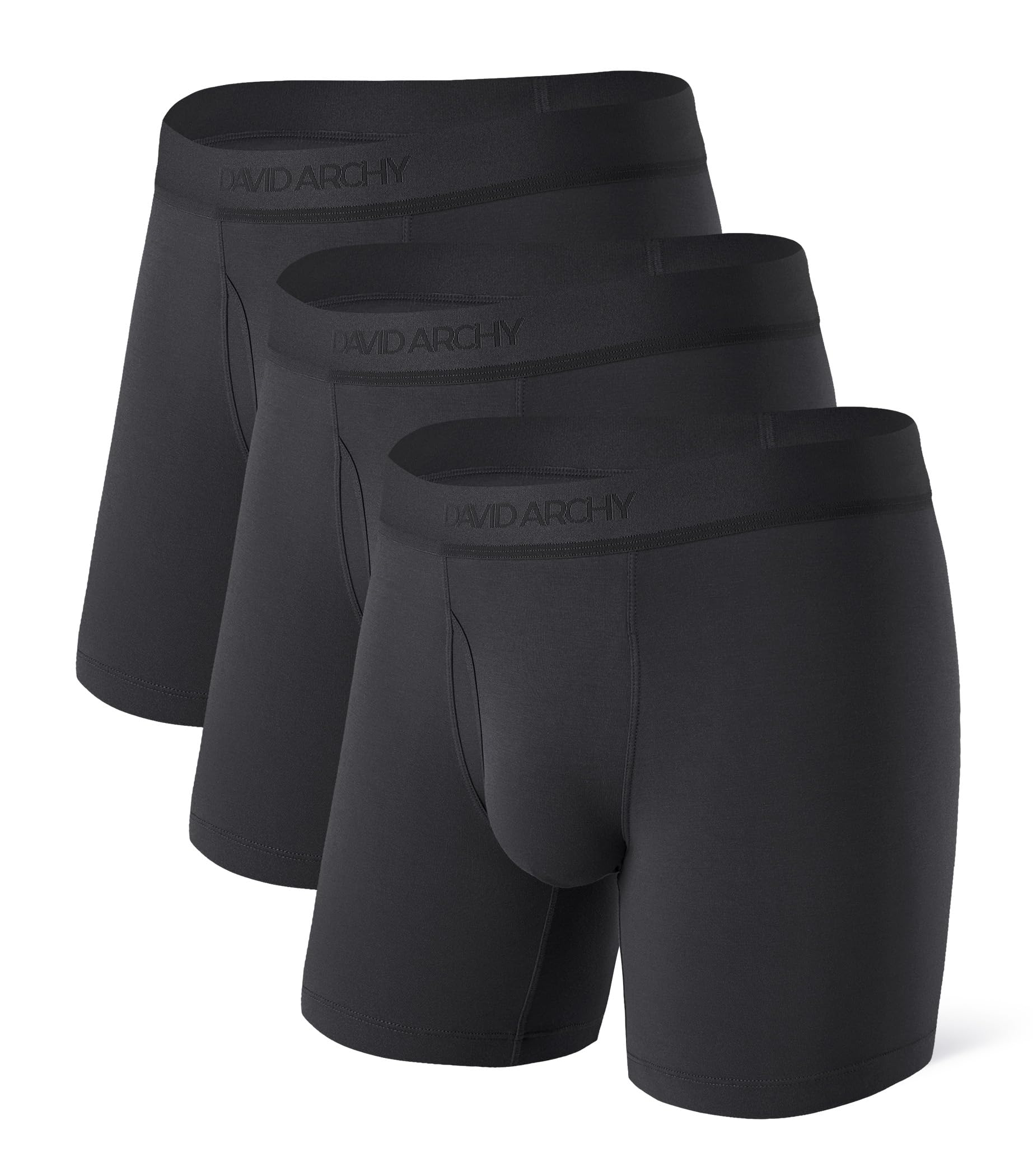 DAVID ARCHY Mens Underwear Breathable Silky Soft Modal Boxer Briefs for Men Pack 4, Wide Waistband No Ride Up