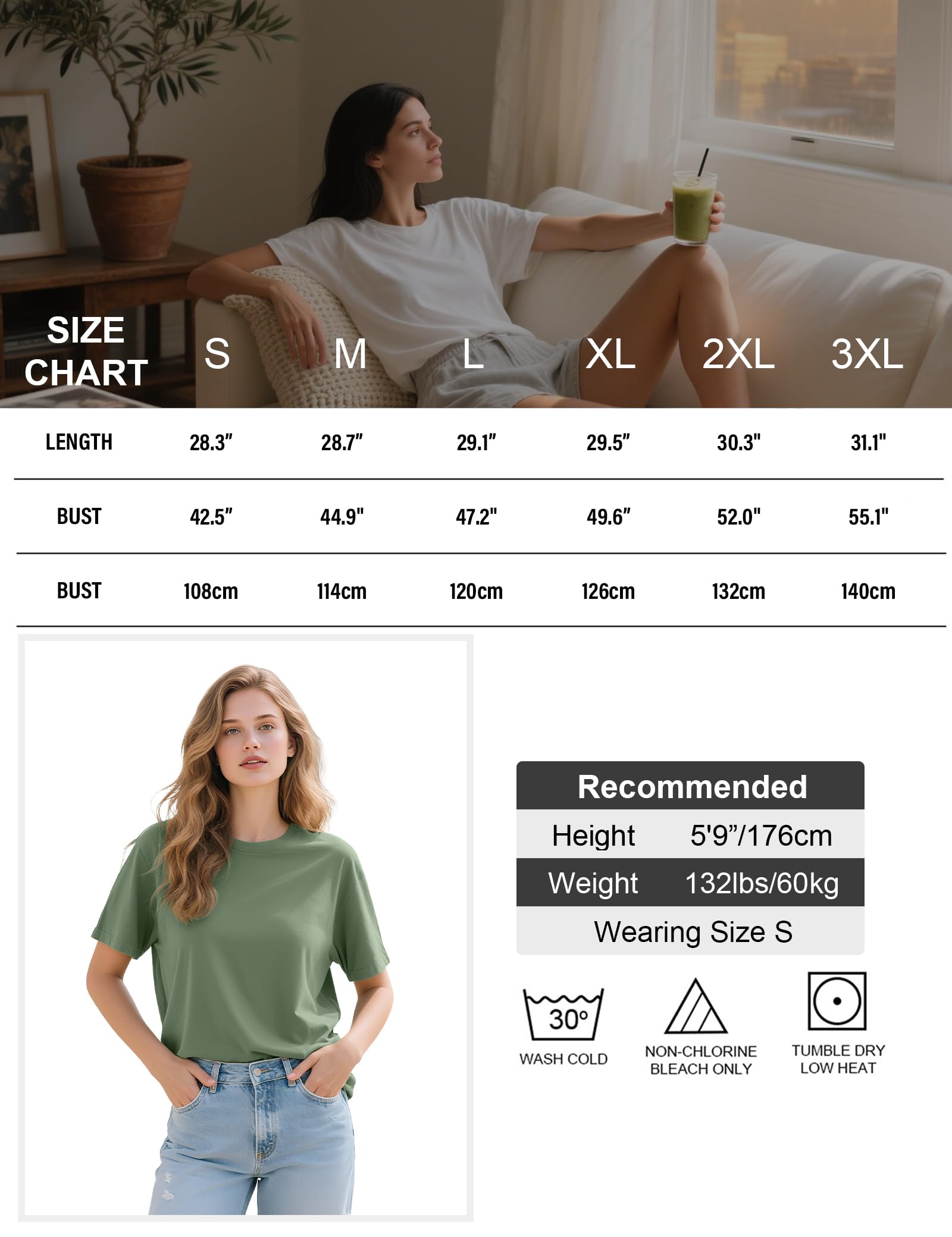 Kinglaman 5 Pack Womens Oversized T Shirts Crew Neck Loose Fit Short Sleeve Tshirts Summer Workout Plus Size Tee Tops