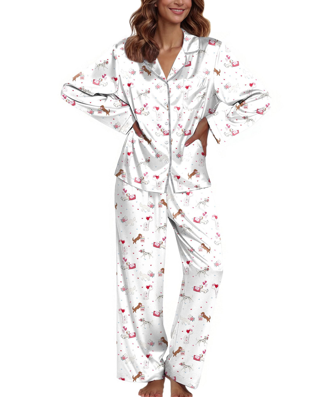 Ekouaer Pajamas For Women Silk Pjs Long Sleeve Button Down Lounge Sets