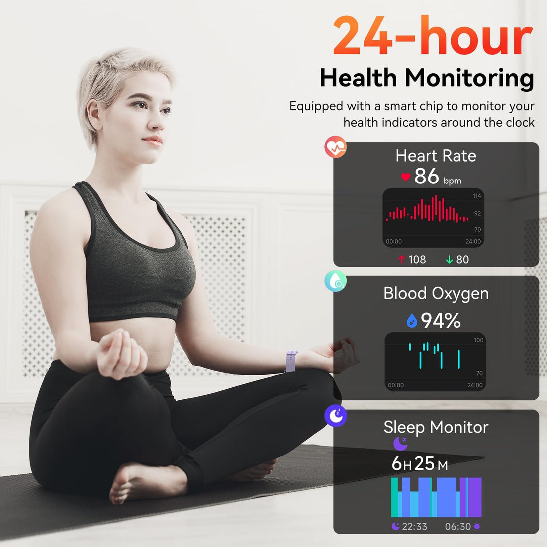 Smart Watch with Alexa Built-in, 1.83" HD Health Fitness Tracker, Bluetooth Calls/Notifications, 120+ Sports Modes, 24/7 Heart Rate/Sleep Tracking, IP68 Waterproof for iPhone and Android (Black)