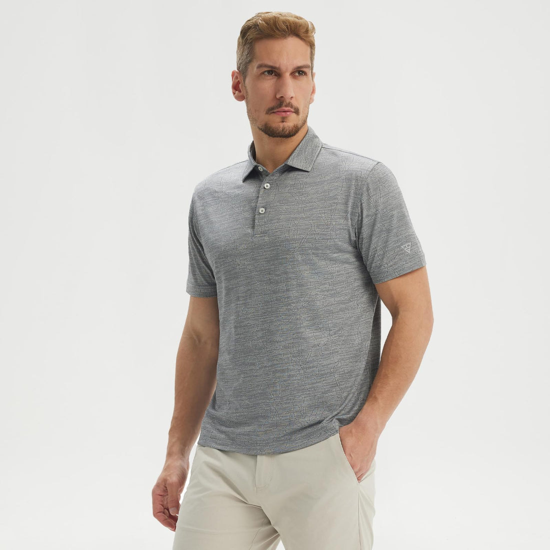 M MAELREG Short Sleeve Golf Shirts for Men Moisture Wicking Performance Lightweight Jacquard 3 Button Polo Shirts for Men