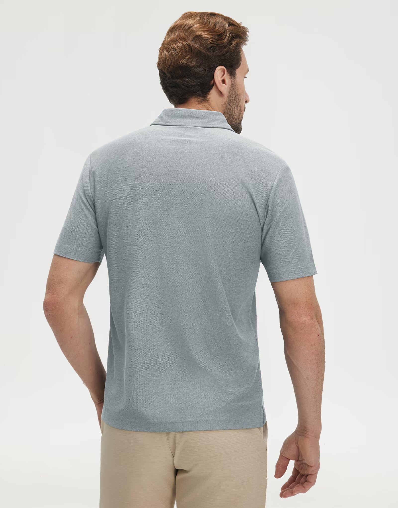 M MAELREG Golf Shirts for Men Heather Pocket Lightweight Moisture Wicking Cllared Stretch Mens Polo Shirts Short Sleeve