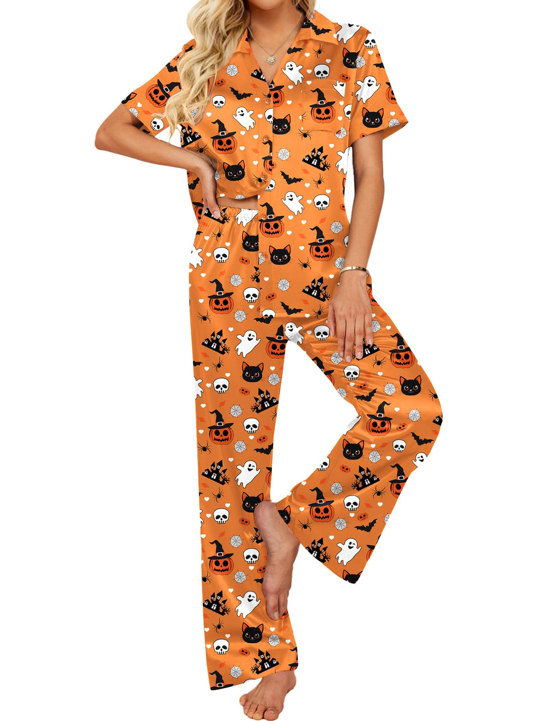 Ekouaer Silk Pajamas for Womens Set 2 Piece Fall Pjs Button Down Sleepwear