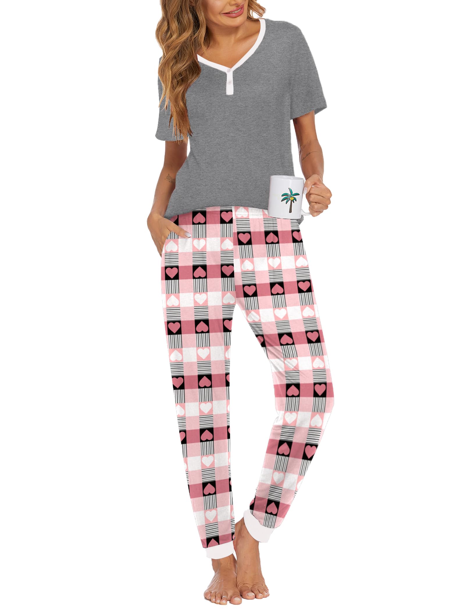 Ekouaer Pajamas for Women Set 2 Piece Fall Sleepwear with Pockets