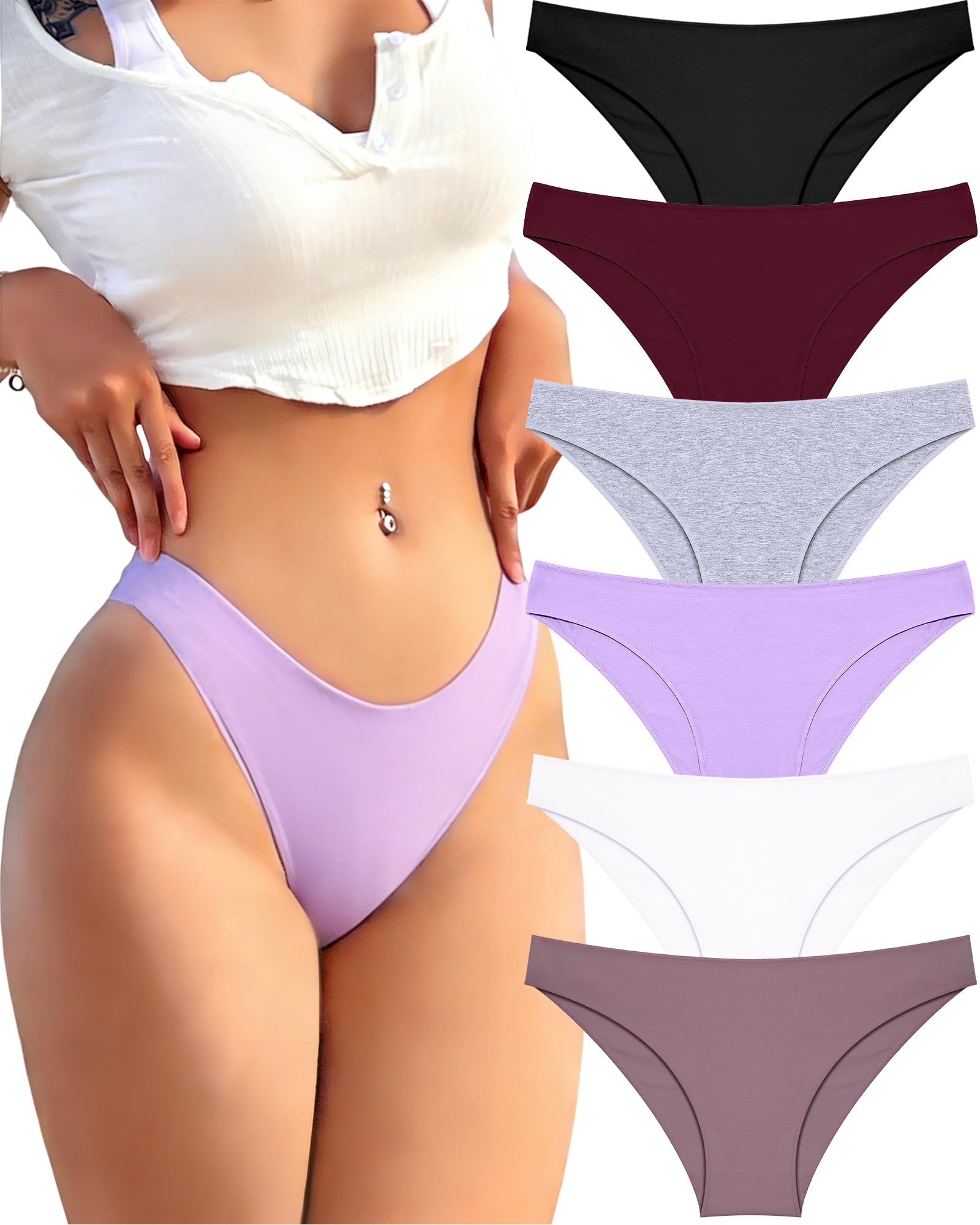 FINETOO Cotton Underwear for Women Sexy Cheeky Bikini Panties Lingerie