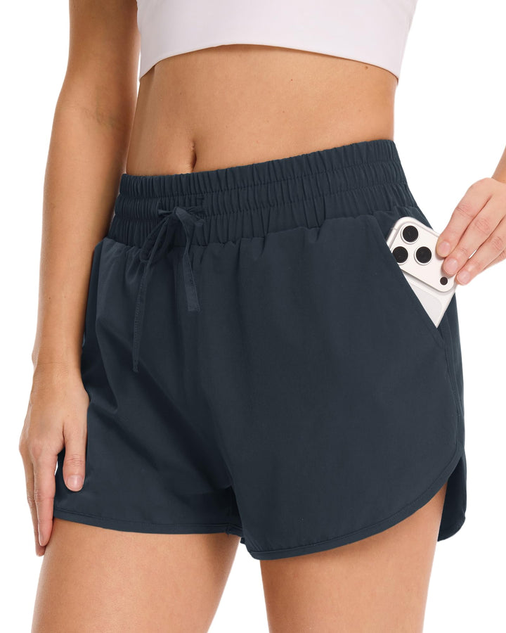 GAYHAY Running Shorts for Women - Athletic Quick Dry Sports Womens Shorts High Waisted Gym Workout Black Shorts with Pockets