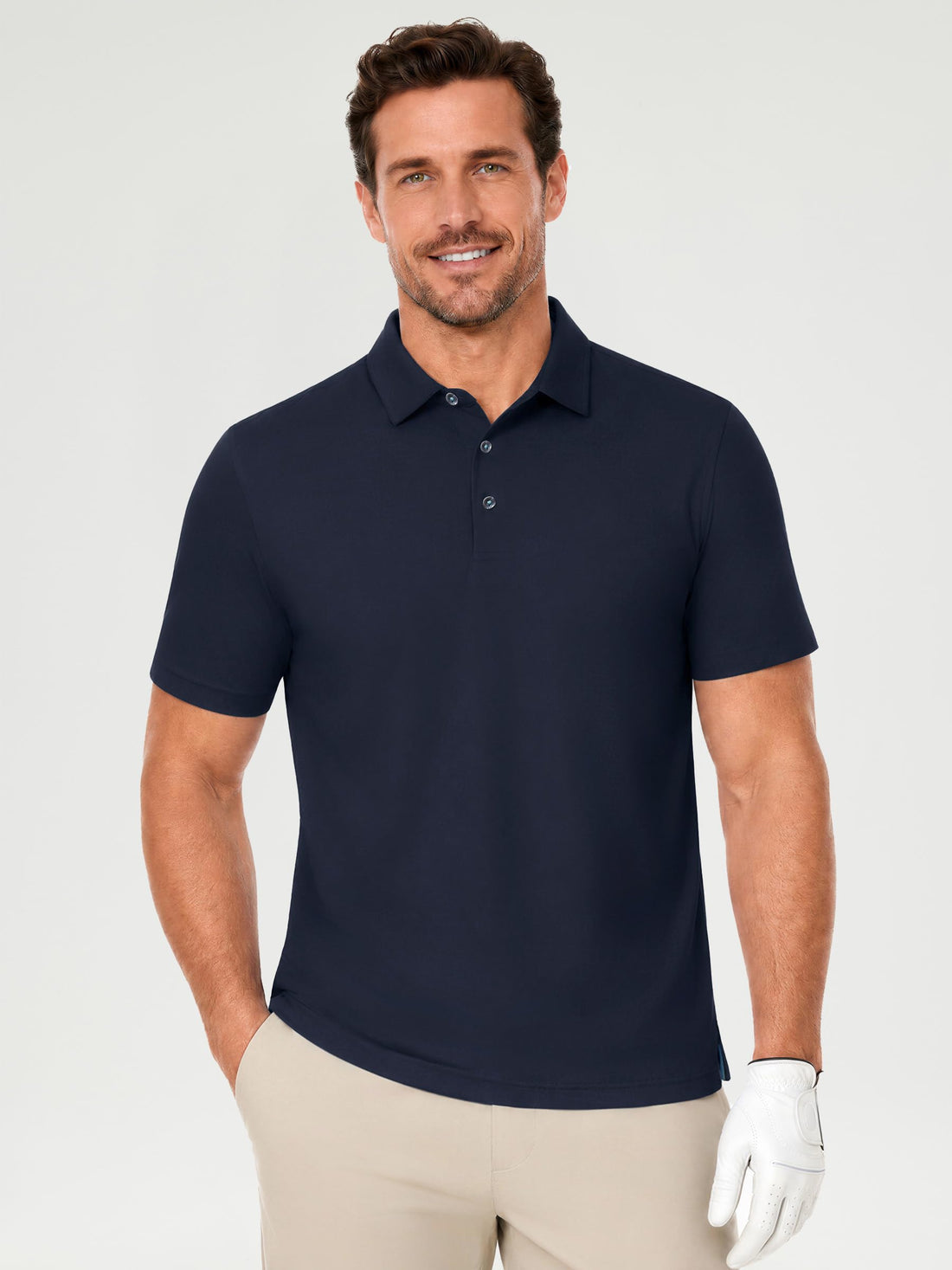 Mens Polo Shirts Short Sleeve Jacquard Casual Nylon Blend Solid Stylish Dry Fit Performance Collared Golf Polo Shirts for Men