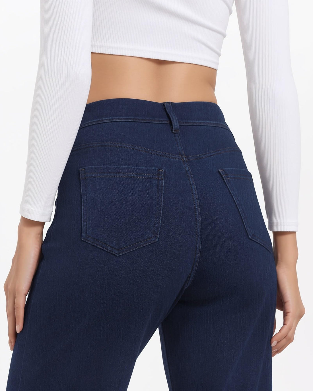 Pull On Jeans for Women Wide Leg High Waisted Stretch Baggy Jeans Casual Trendy Straight Denim Pants (with Plus Size)
