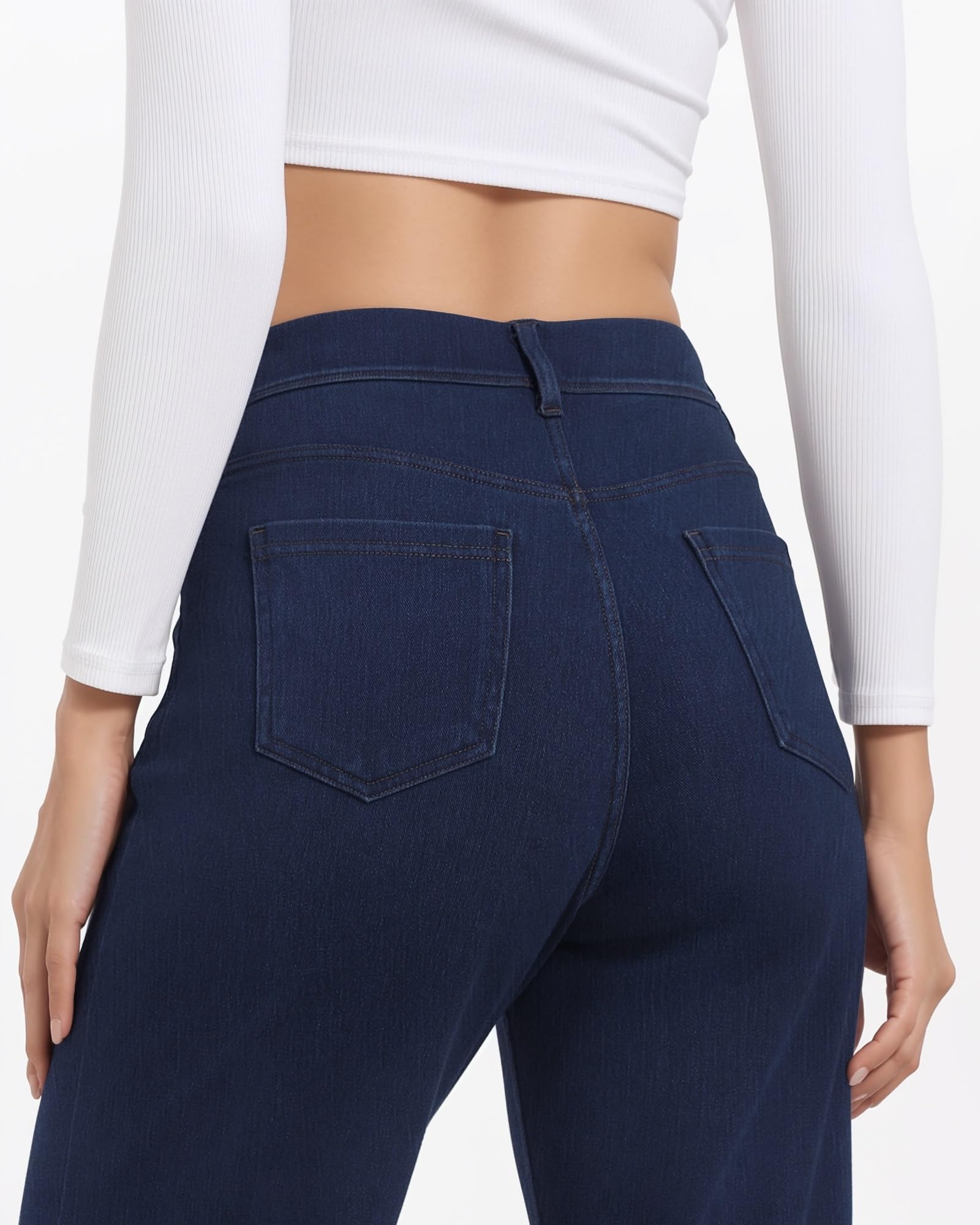 Pull On Jeans for Women Wide Leg High Waisted Stretch Baggy Jeans Casual Trendy Straight Denim Pants (with Plus Size)
