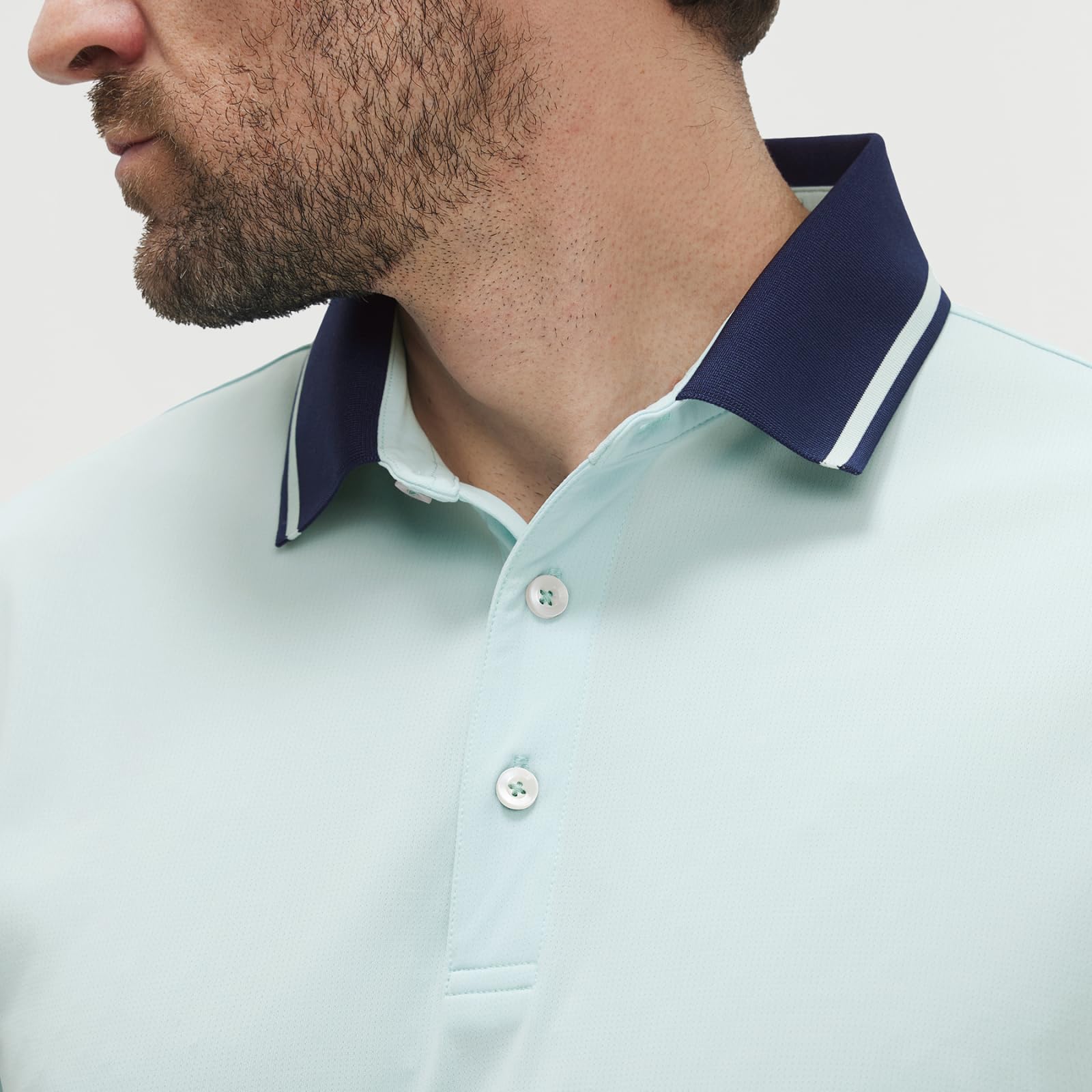 M MAELREG Golf Shirts for Men Short Sleeve with Contrast Collar & Cuffs Performance Dry Fit Stretch Solid Casual Polo Shirts
