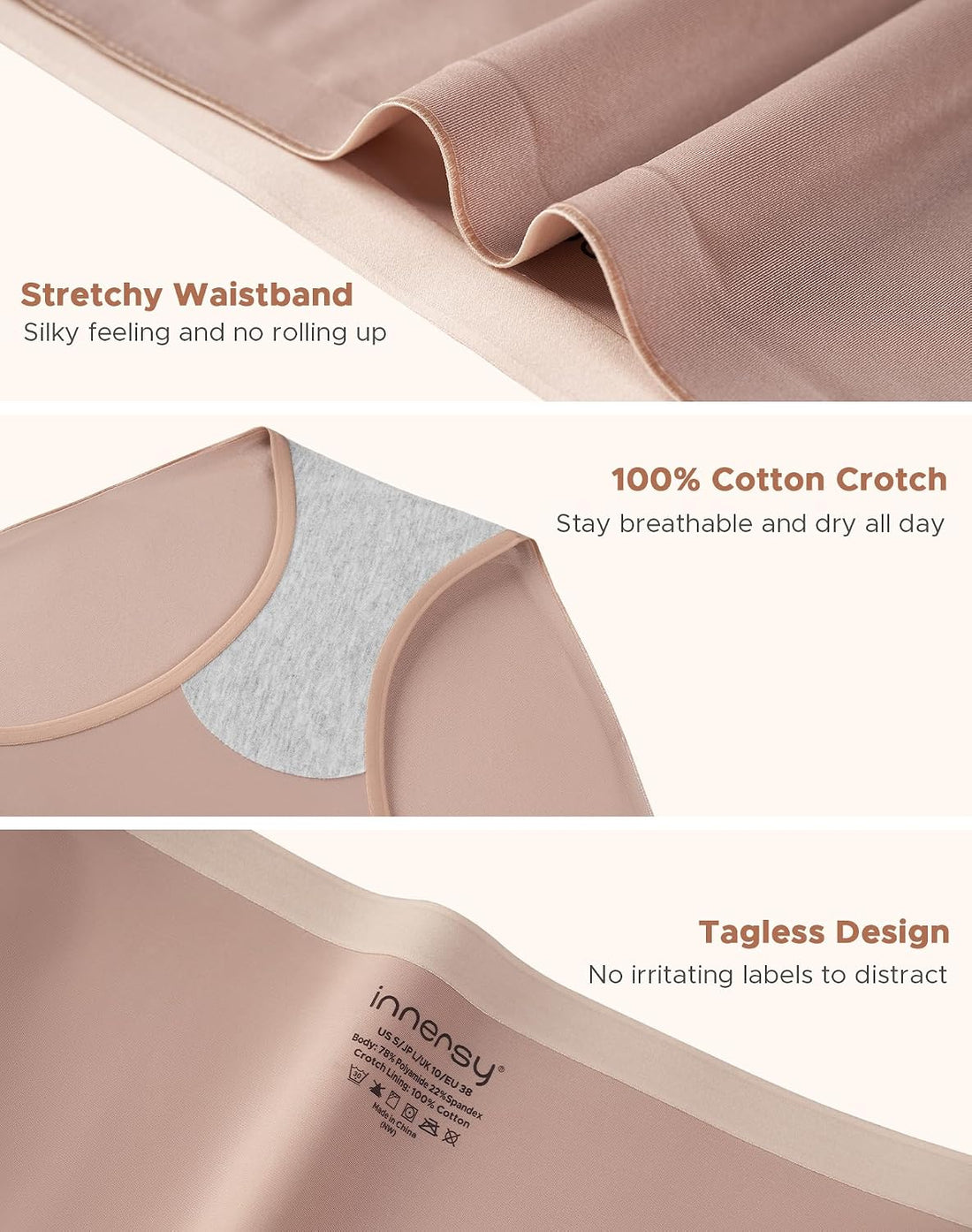 INNERSY Women's Underwear Silky Hipster Panties 3-Pack