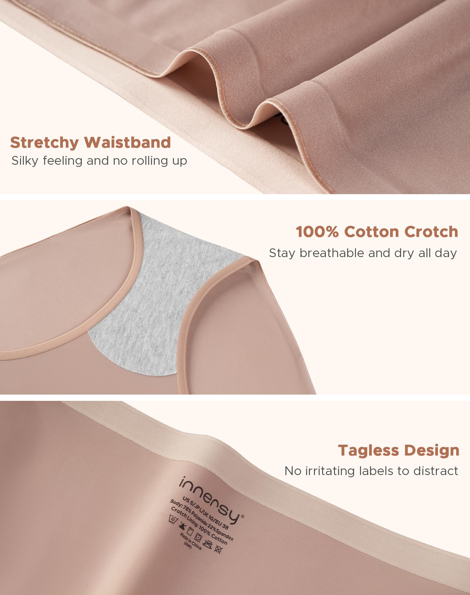 INNERSY Women's Underwear Silky Hipster Panties 3-Pack
