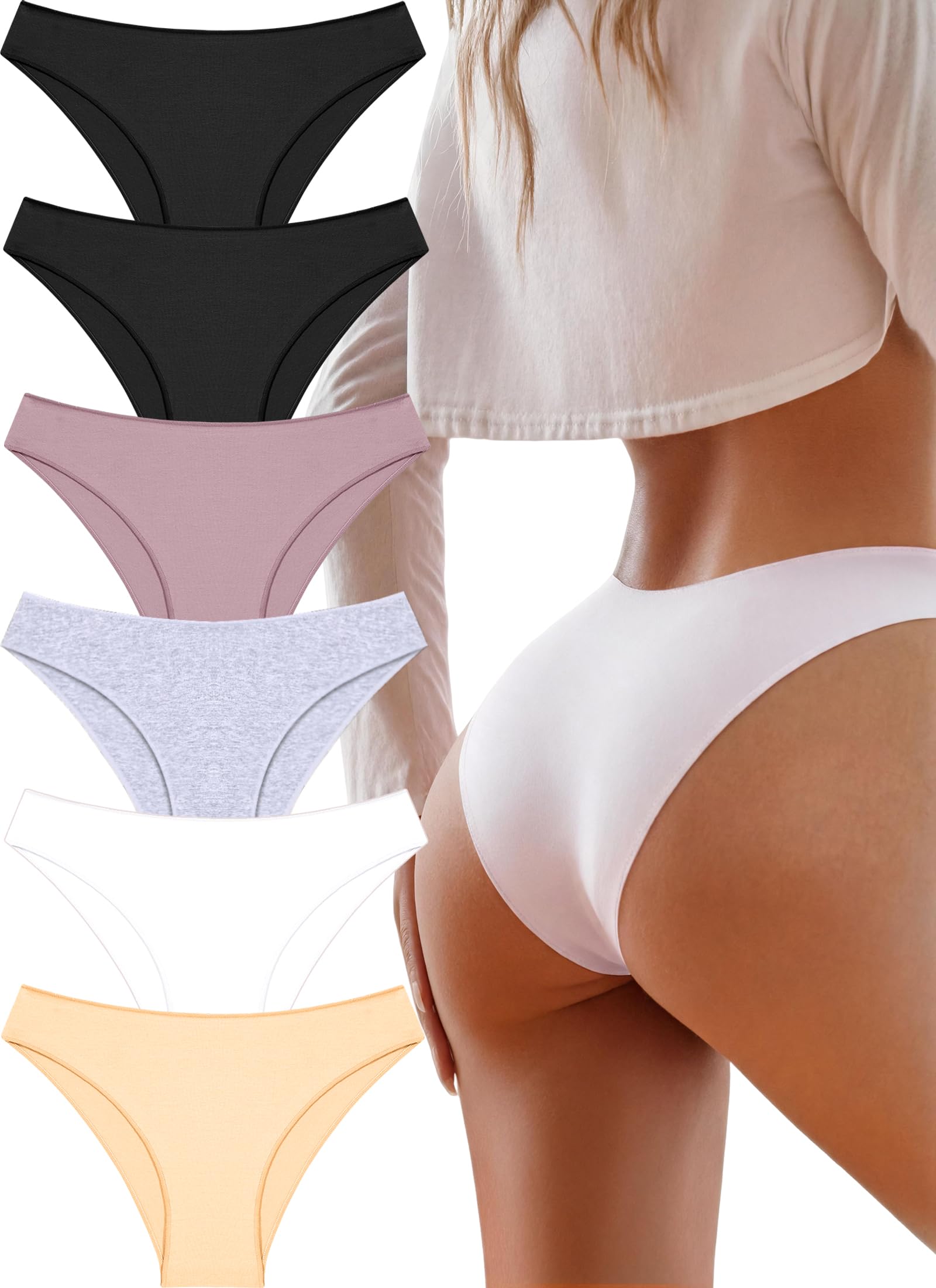 UNDER THE SEA Cotton Underwear for Women 6 Pack Sexy Bikini High Cut Breathable Cheeky Panties Underwear Womens Lingerie