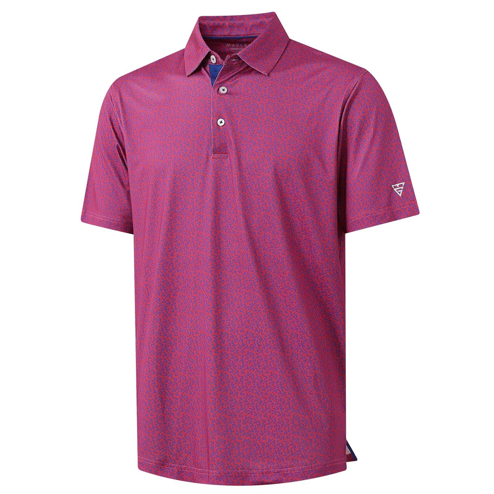 M MAELREG Mens Golf Shirt Short Sleeve Dry Fit Print Moisture Wicking Performance Patterns Collared Polo Shirt