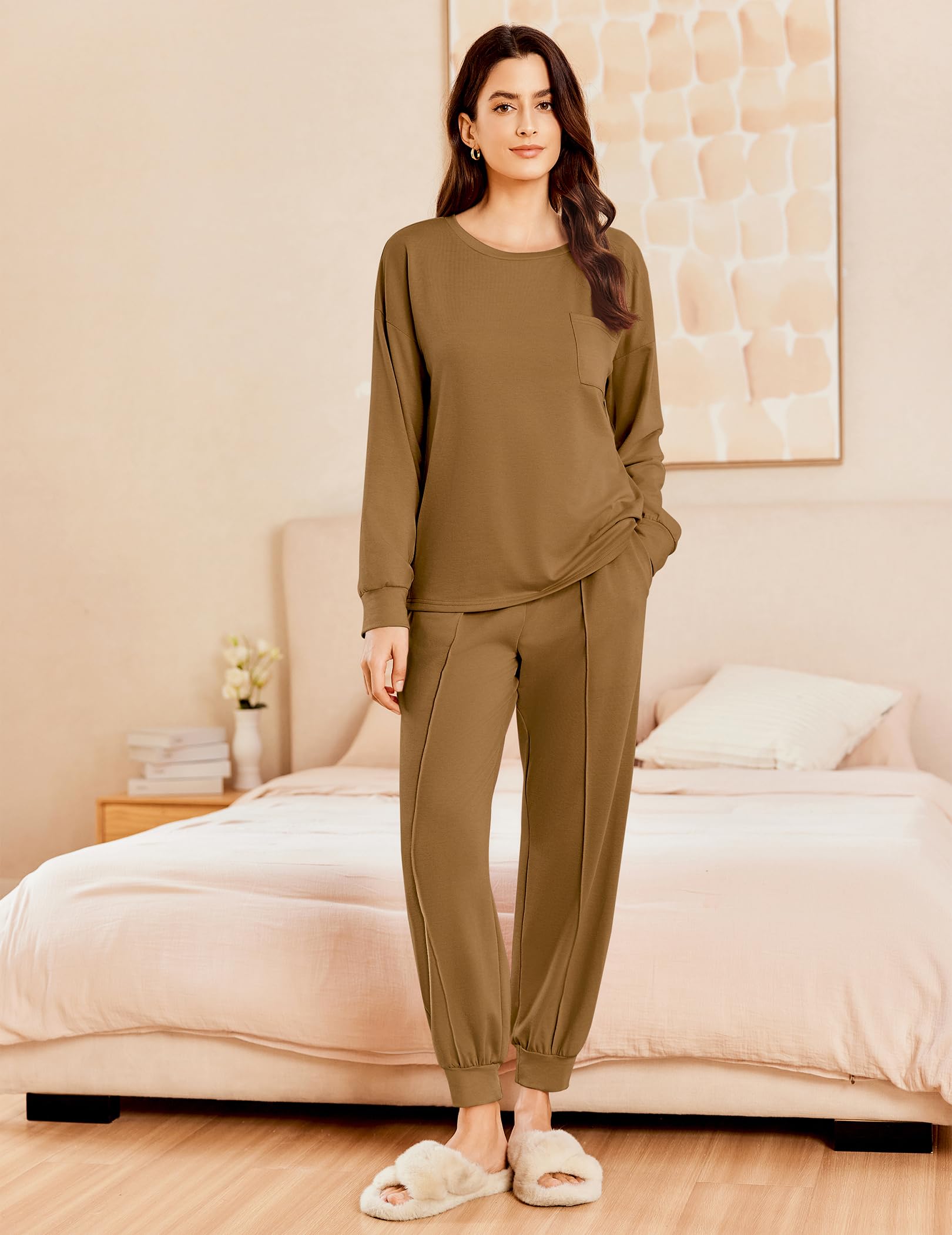 Ekouaer Lounge Sets for Women 2 Piece Jogger Pants Pajamas