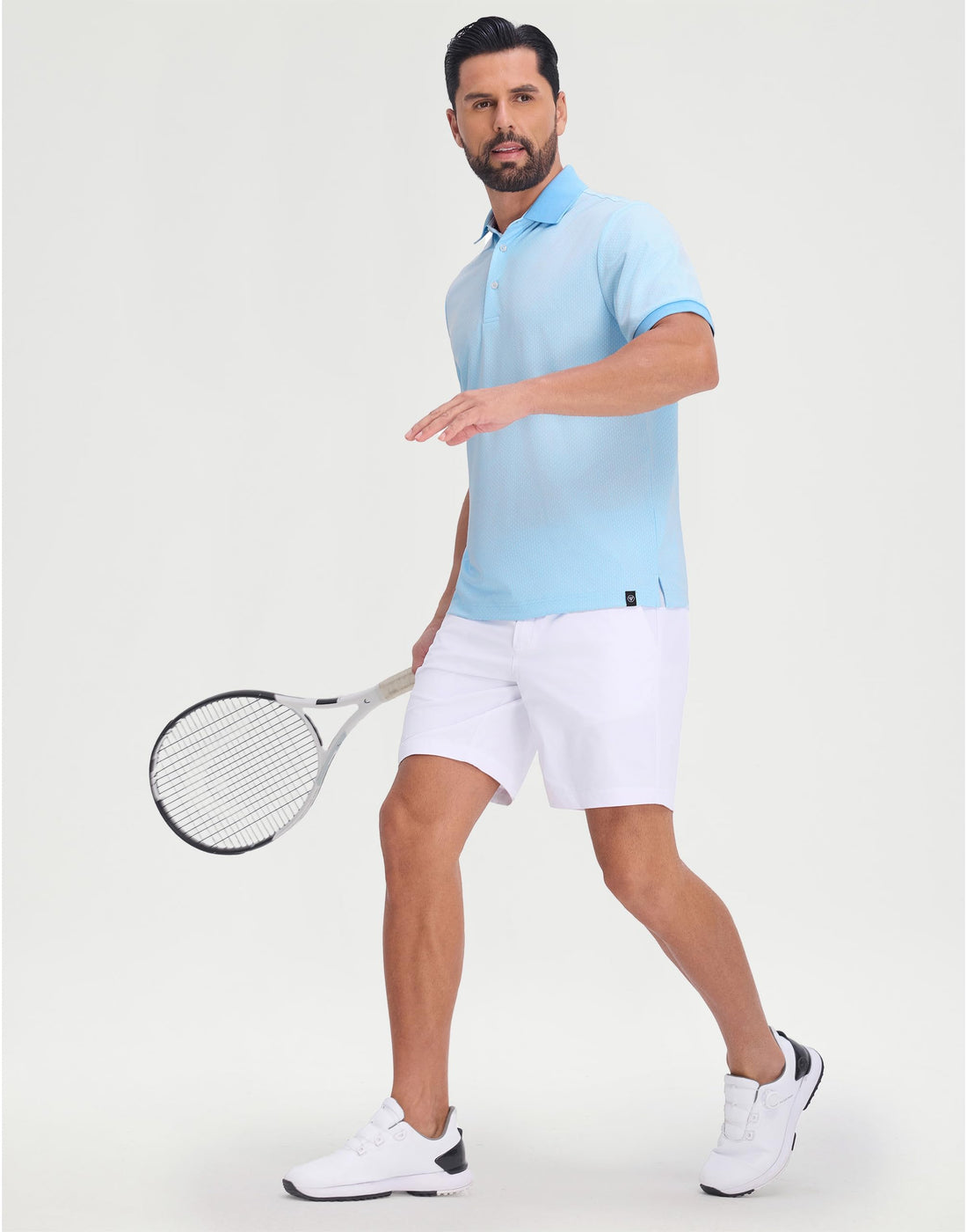 M MAELREG Mens Golf Polo Shirts Jacquard Ribbed Collar Performance Moisture Wicking Dry Fit Short Sleeve Golf Shirts for Men