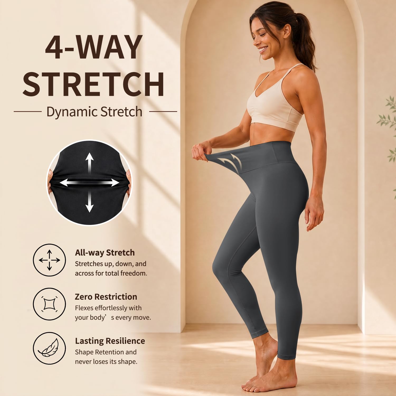 High Waisted Leggings for Women, Tummy Control Yoga Pants Non See Through Buttery Soft for Workout Athletic