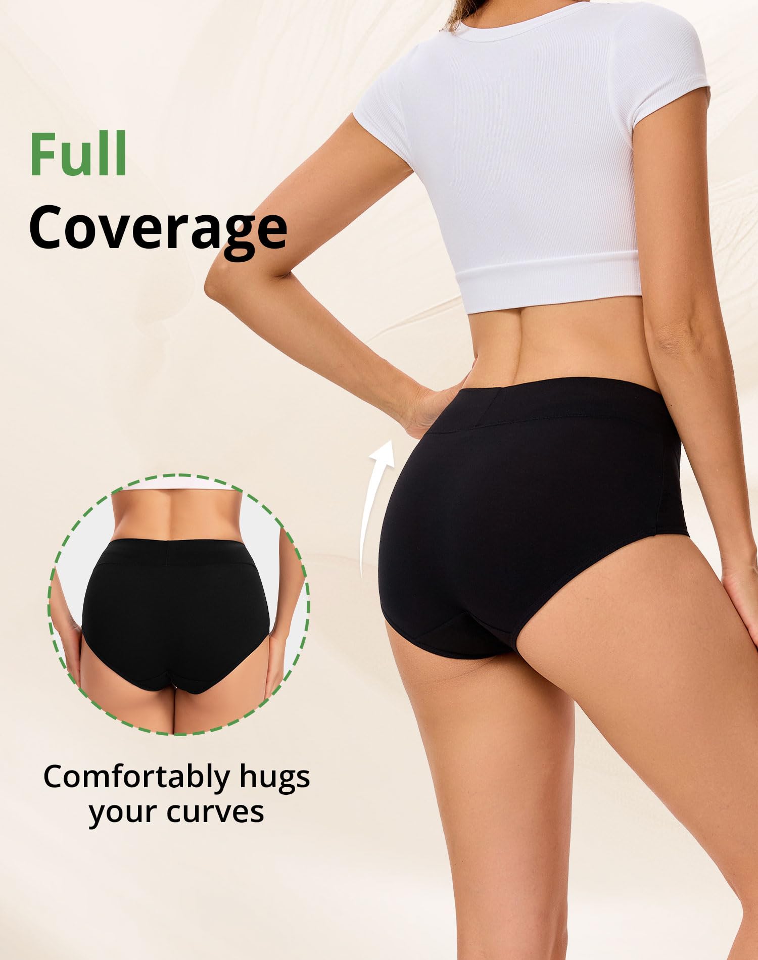 Women's Cotton Underwear High Waisted Briefs 5-Pack
