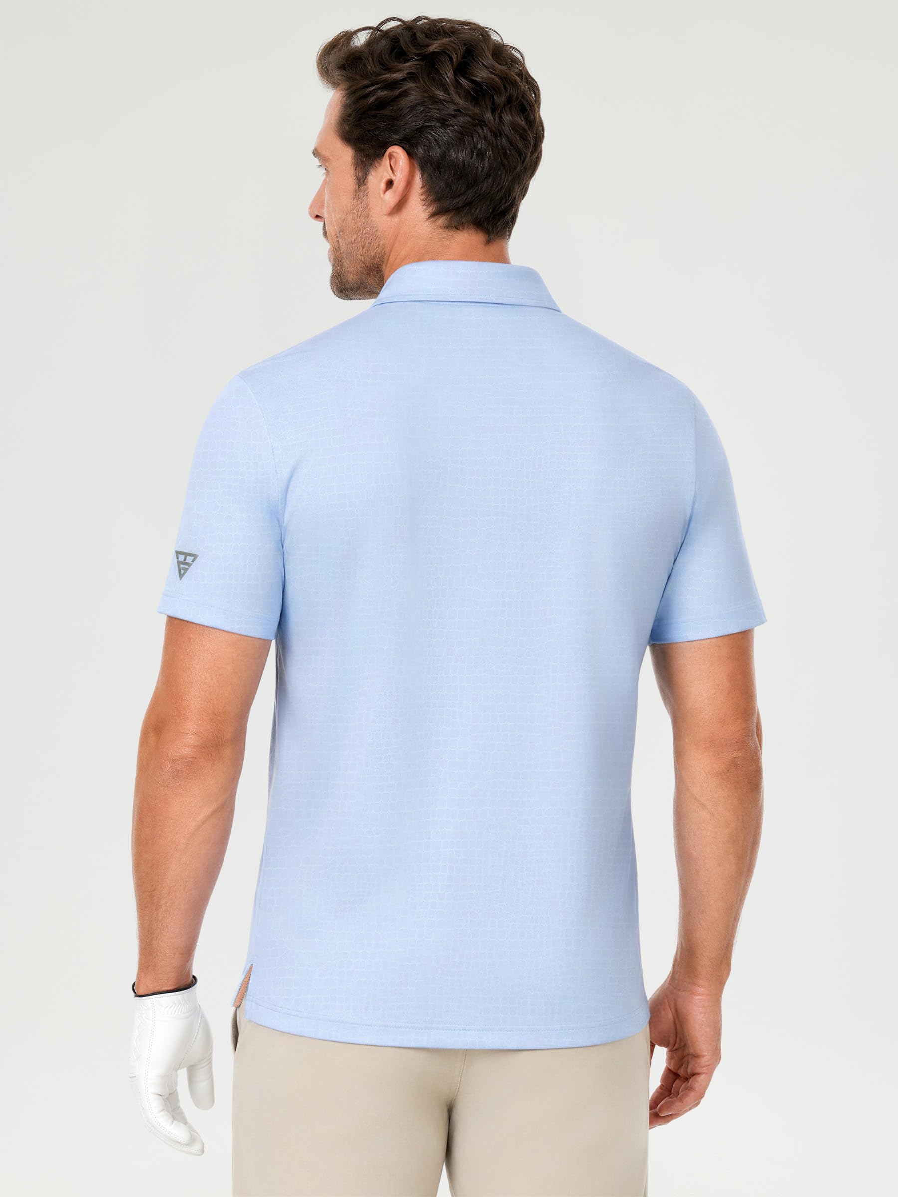 Mens Polo Shirts Short Sleeve Jacquard Casual Nylon Blend Solid Stylish Dry Fit Performance Collared Golf Polo Shirts for Men