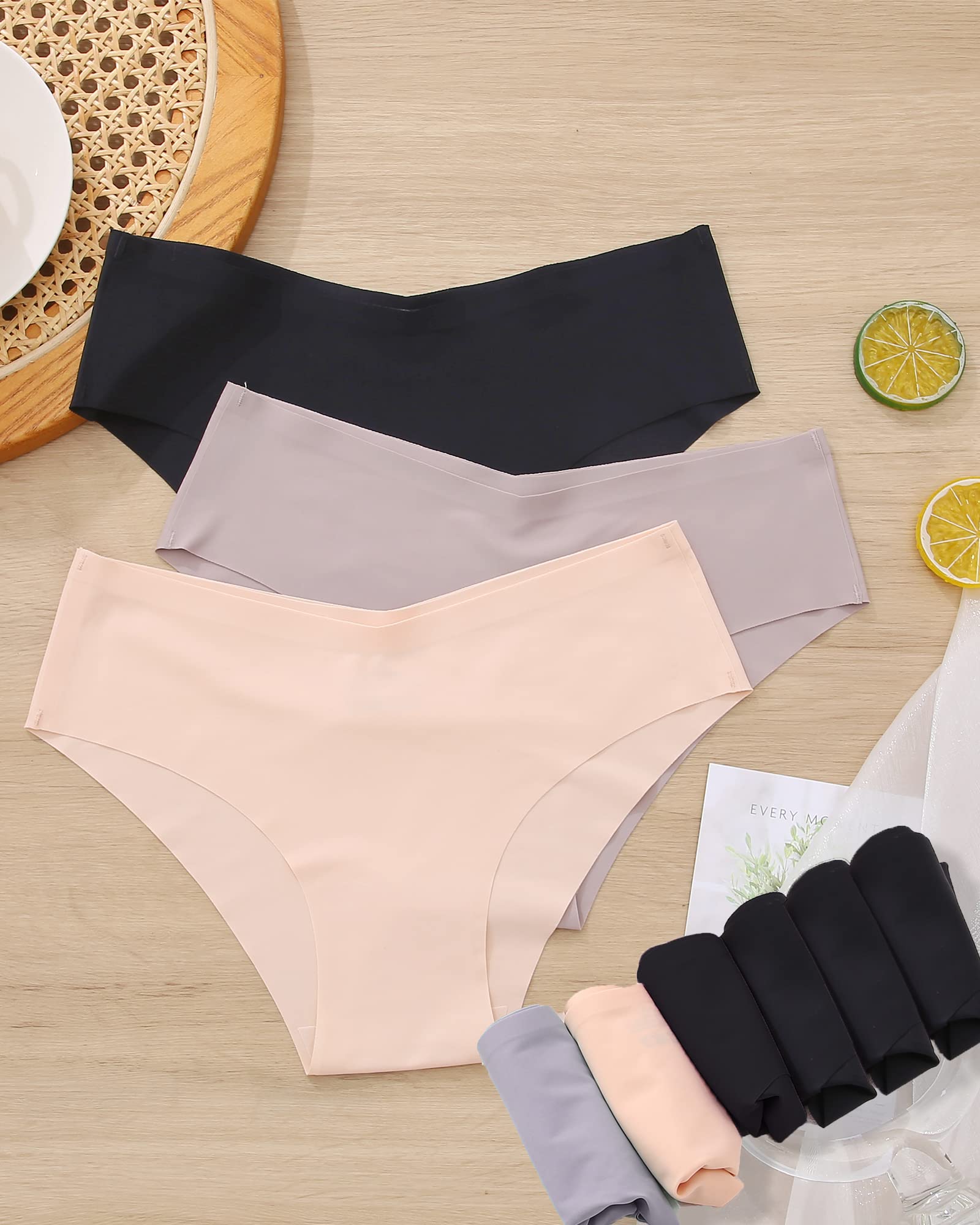 Women’s Seamless Bikini Panties Soft Stretch Invisibles Briefs No Show Hipster Underwear cheeky 9 pack XS-L