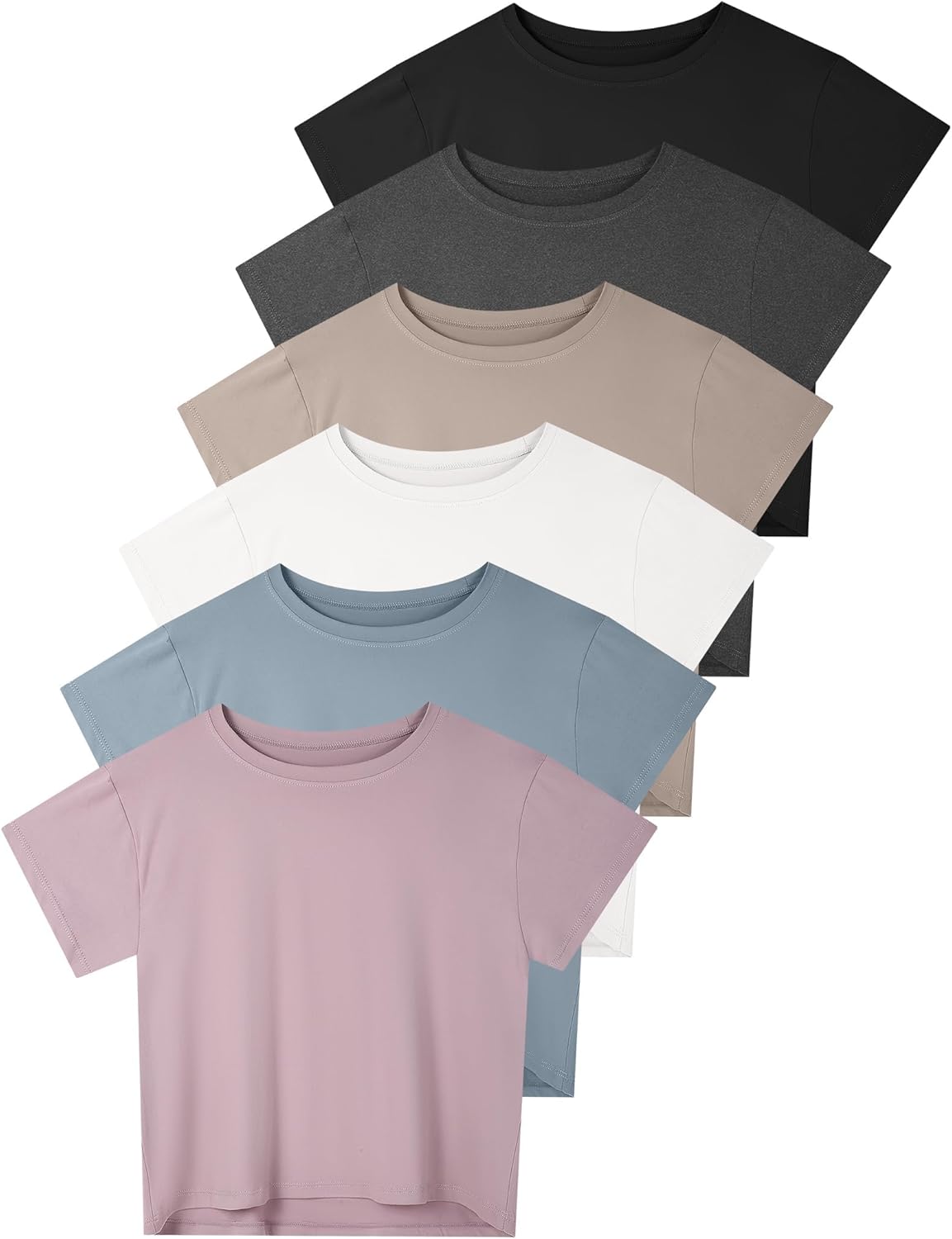 Dalavch 4/6 Pack Women's Crop Top Short Sleeve Athletic Workout Loose Fit | Sports, Exercise, Yoga, Running, Hiking, Gym, Boxy, Baggy, Casual, Tees, Activewear, Cropped, T-Shirts