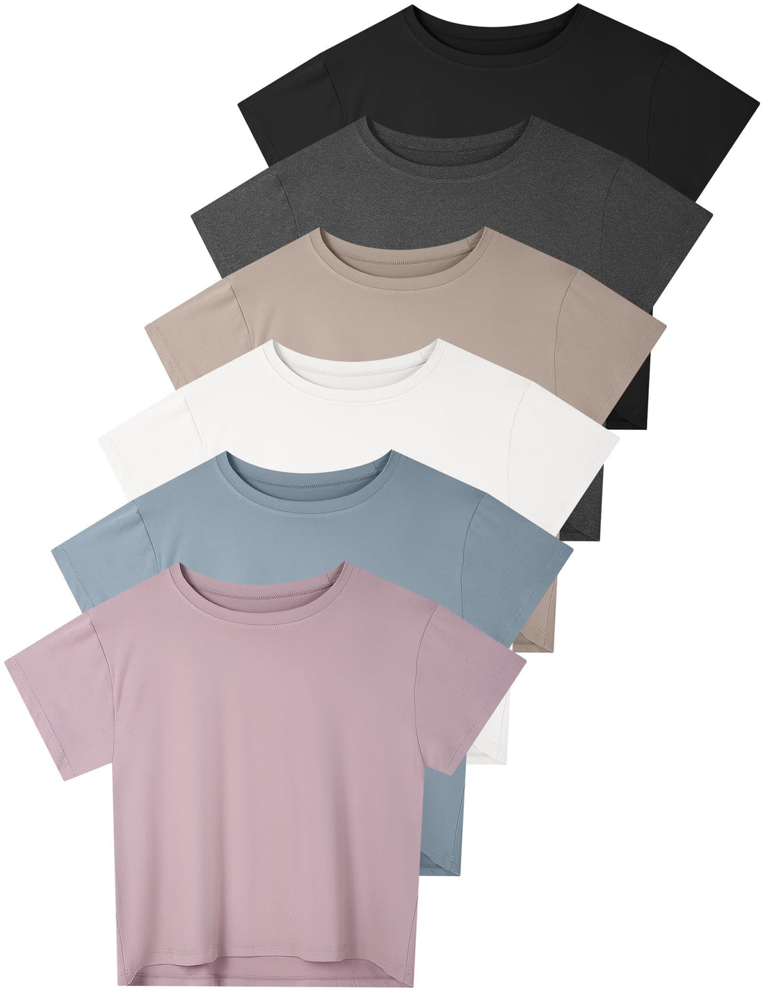 Dalavch 4/6 Pack Women's Crop Top Short Sleeve Athletic Workout Loose Fit | Sports, Exercise, Yoga, Running, Hiking, Gym, Boxy, Baggy, Casual, Tees, Activewear, Cropped, T-Shirts