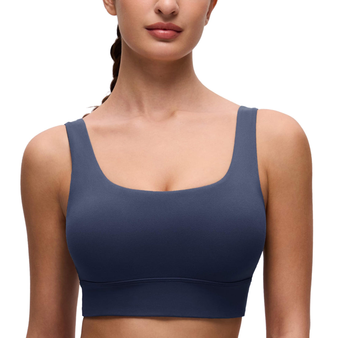 CRZ YOGA Butterluxe U Back Sports Bras | Light Support, Removable Pads, Yoga, Extremely Soft, Longline, Scoop Neck, Wide Straps, for Women