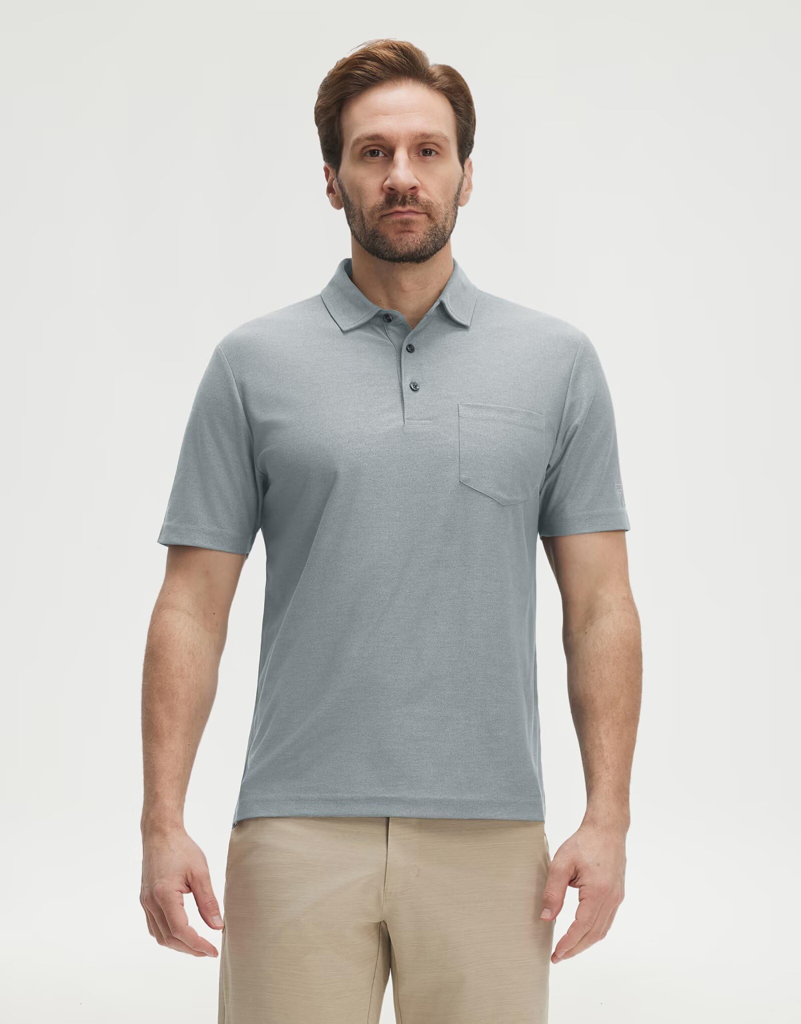 M MAELREG Golf Shirts for Men Heather Pocket Lightweight Moisture Wicking Cllared Stretch Mens Polo Shirts Short Sleeve