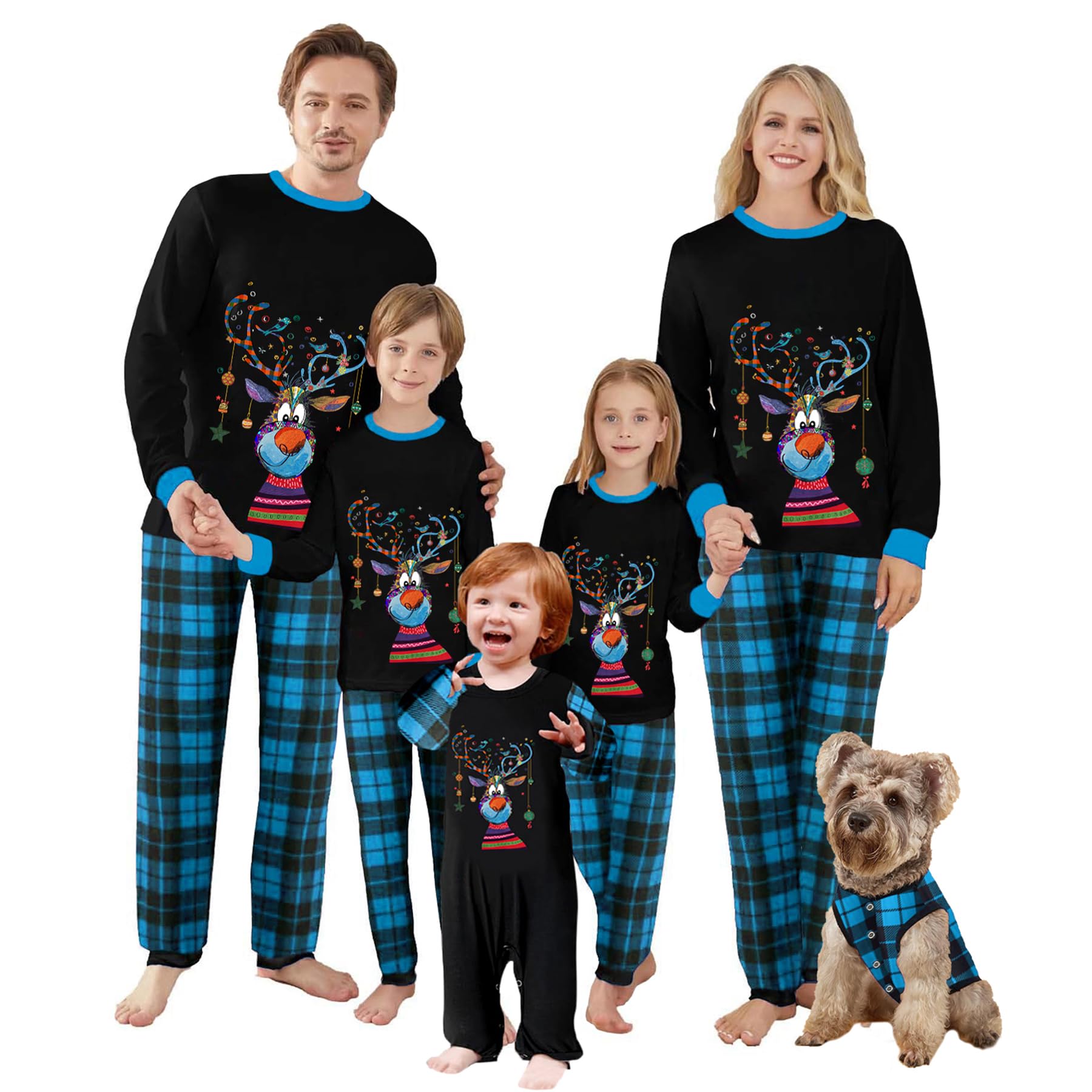 OAKFashion Christmas Family Pajamas Holiday Christma Pajama Family Matching Pjs Set Sleepwear Xmas Jammies