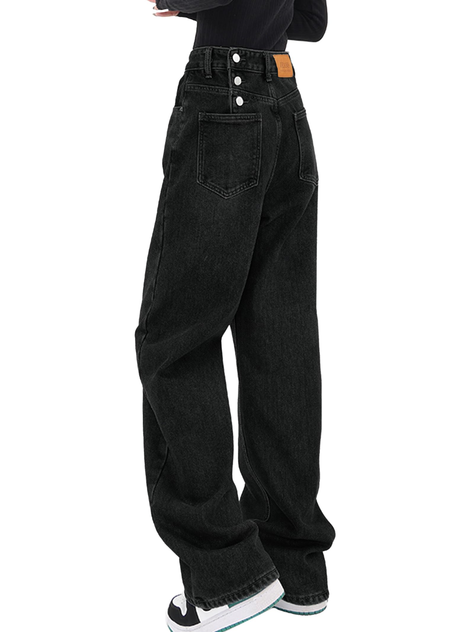 EMMIOL Women Baggy Jeans High Waist Boyfriend Streetwear Vintage Jeans Wide Leg Denim Pants