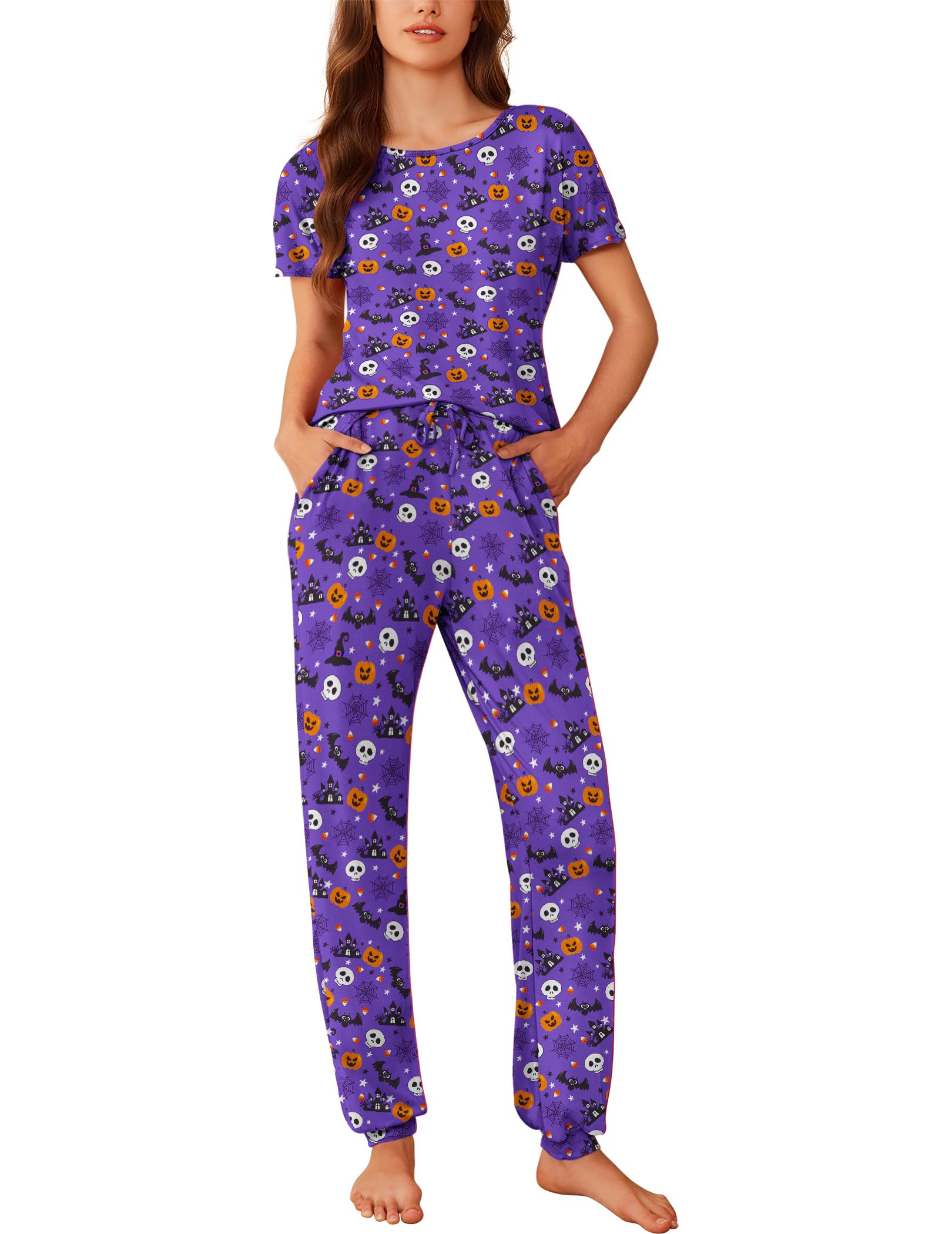 Ekouaer Pajamas for Womens Set Soft 2 Piece Loungewear with Jogger Pants