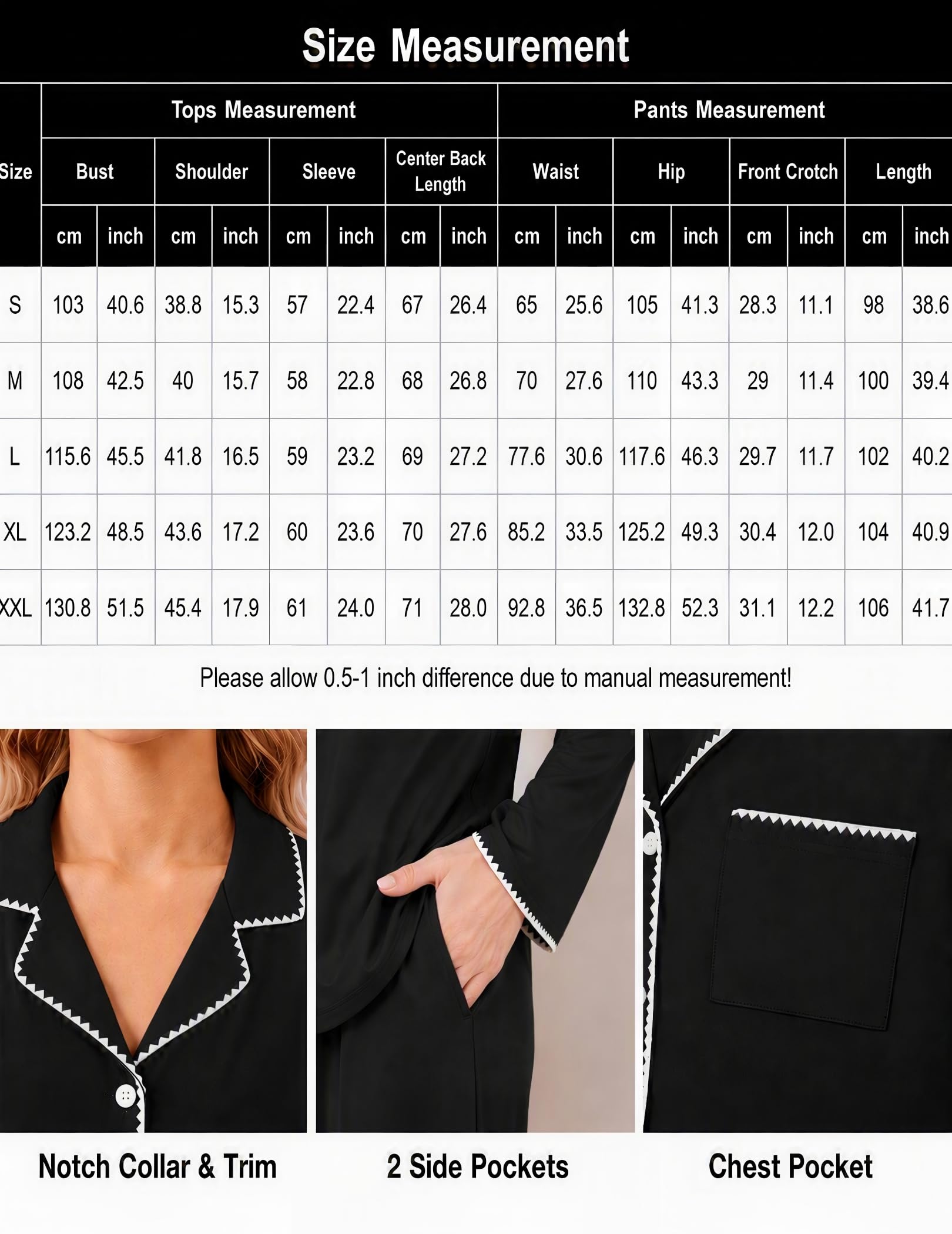 Ekouaer Pajamas for Women Set Long Sleeve Lounge Set Soft Button Down Pjs