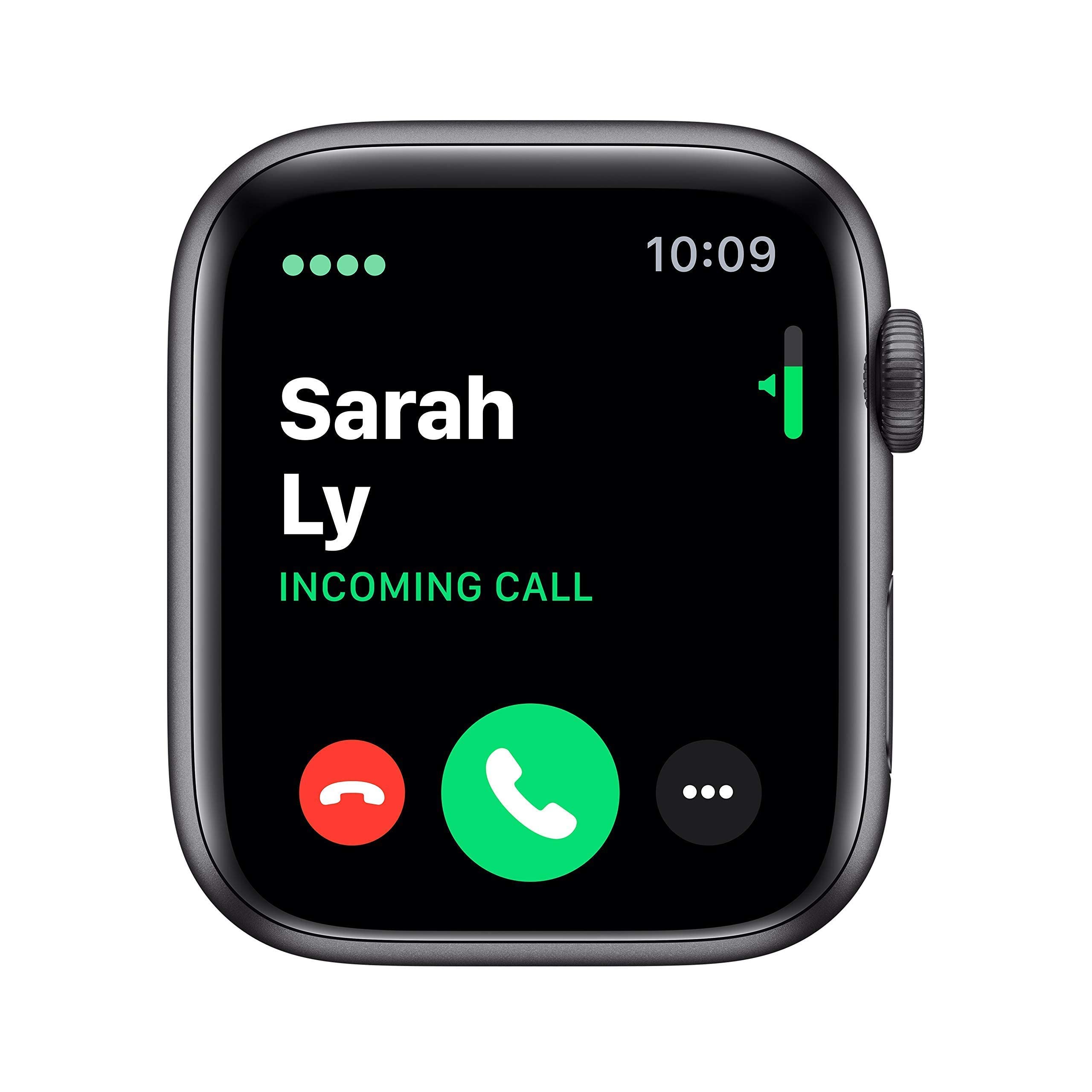 Apple Watch Series 5 (GPS, 44MM) - Space Gray Aluminum Case with Black Sport Band (Renewed)