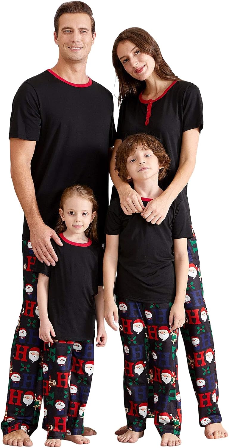 IFFEI Family Christmas Pajamas Matching Sets with Short Sleeve Tops