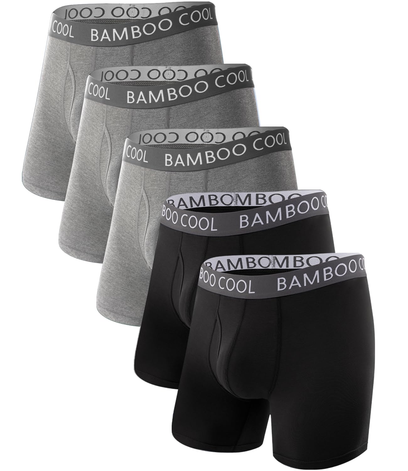 BAMBOO COOL Men's Ultra ComfortSoft Underwear, Moisture Wicking & Breathable No Ride Up Boxer Briefs with Fly, Multipack