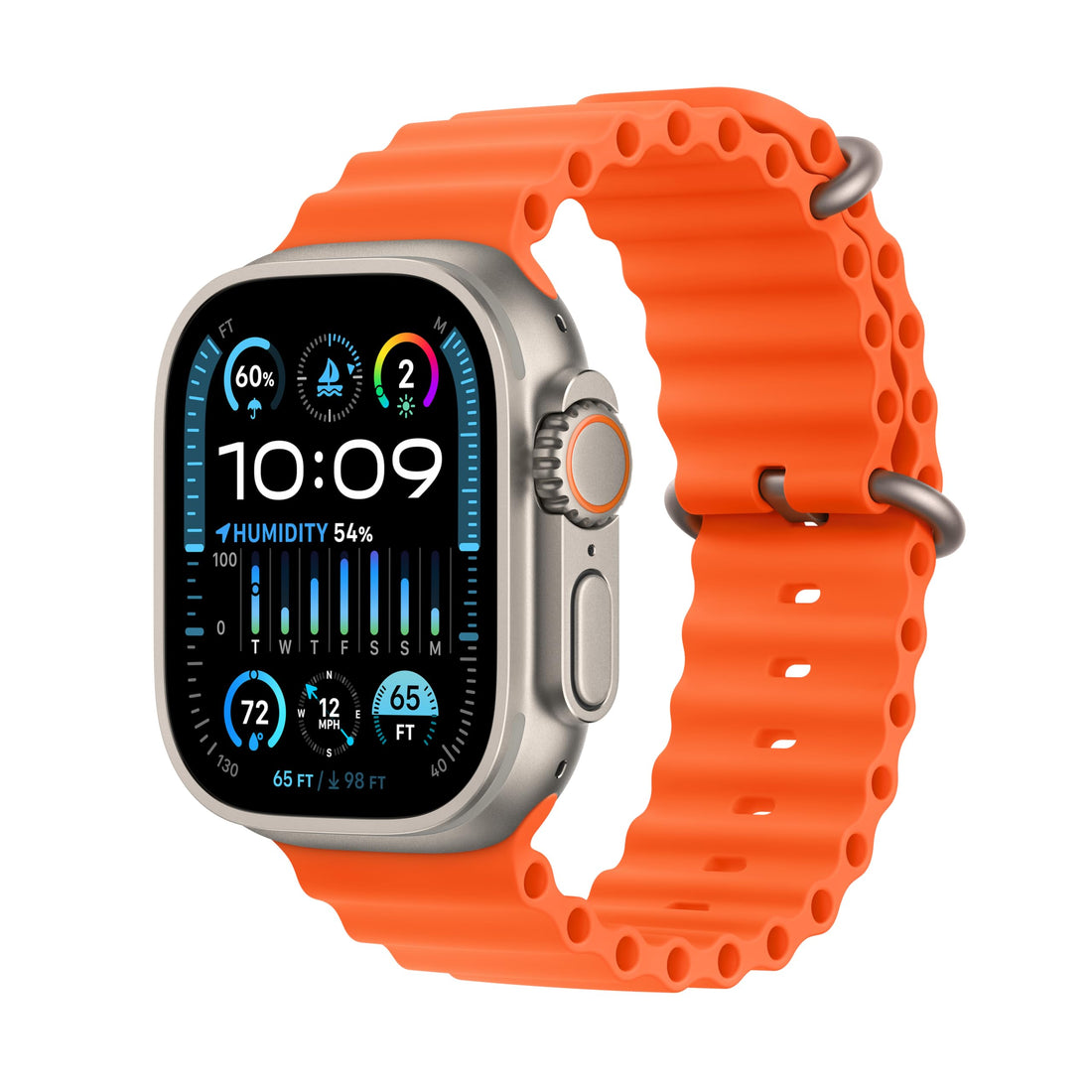 Apple Watch Ultra 2 [GPS + Cellular, 49mm] - Titanium Case with Blue Ocean Band, One Size (Renewed)