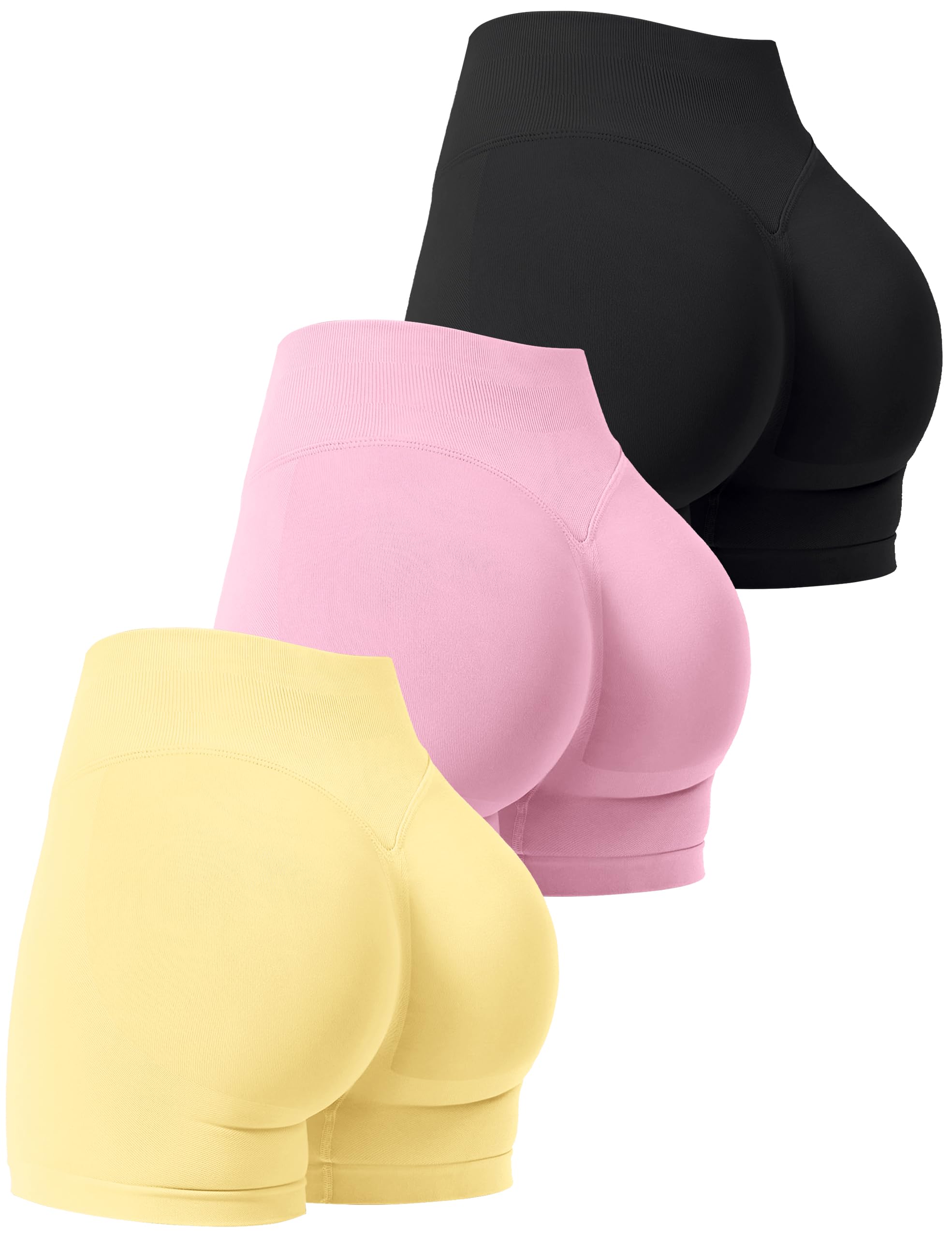 3 Pack Workout Gym Shorts Women Scrunch Butt Lifting Seamless High Waist Yoga Booty Shorts for Women
