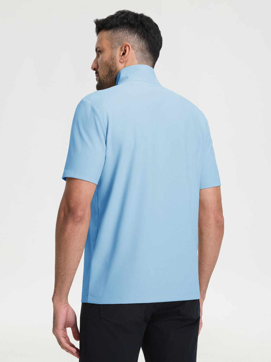 M MAELREG Golf Shirt for Men Zipper Waffle Texture Moisture Wicking Dry Fit Collared Lightweight Mens Polo Shirt Short Sleeve