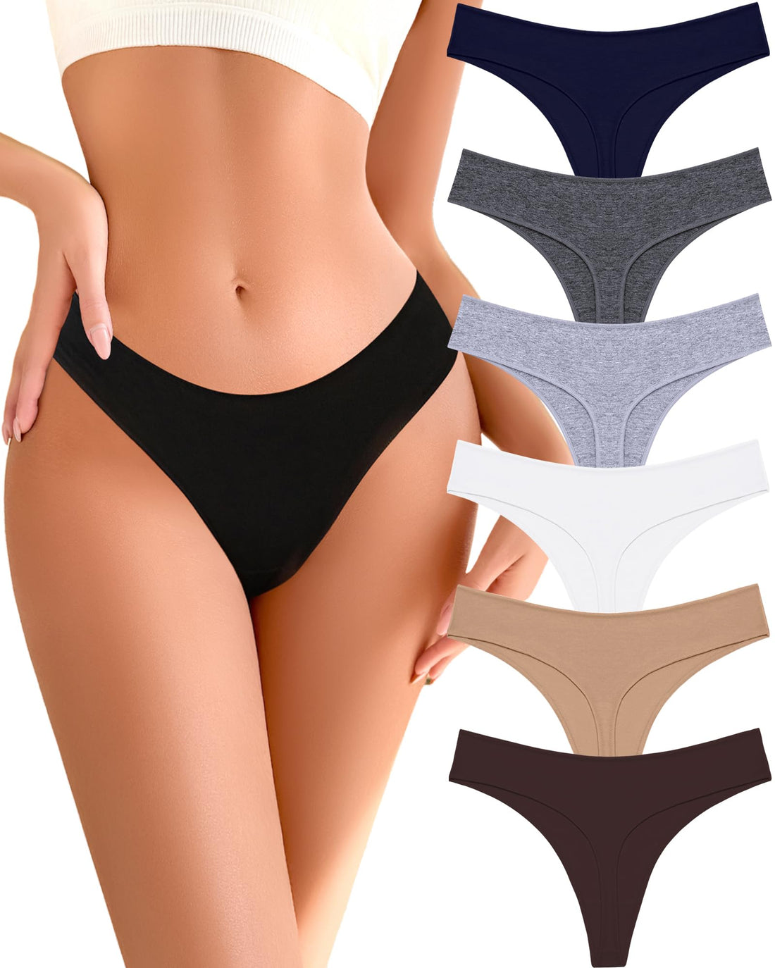 READY TO LOVE Cotton Underwear for Women Pack Breathable Thongs for Women Sexy Stretch Soft Womens Panties Thong XS-XL