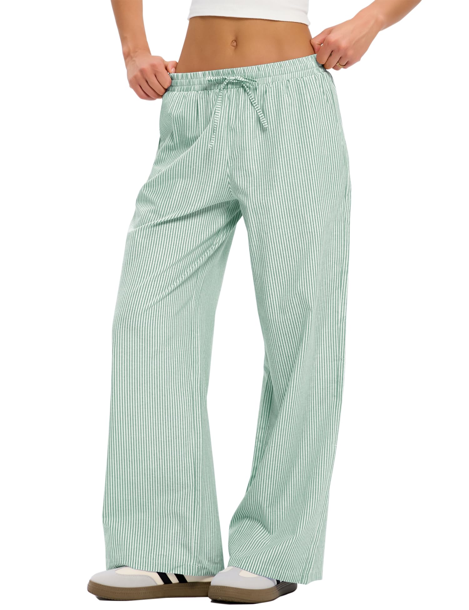 LOMON Striped Gingham Pants Women Summer Fall Pajamas Lounge Boxer Bottoms