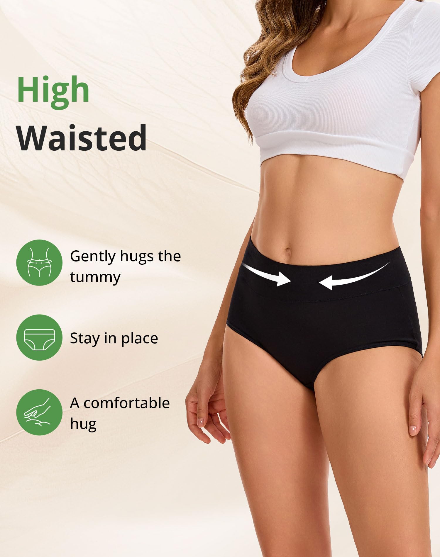 Women's Cotton Underwear High Waisted Briefs 5-Pack