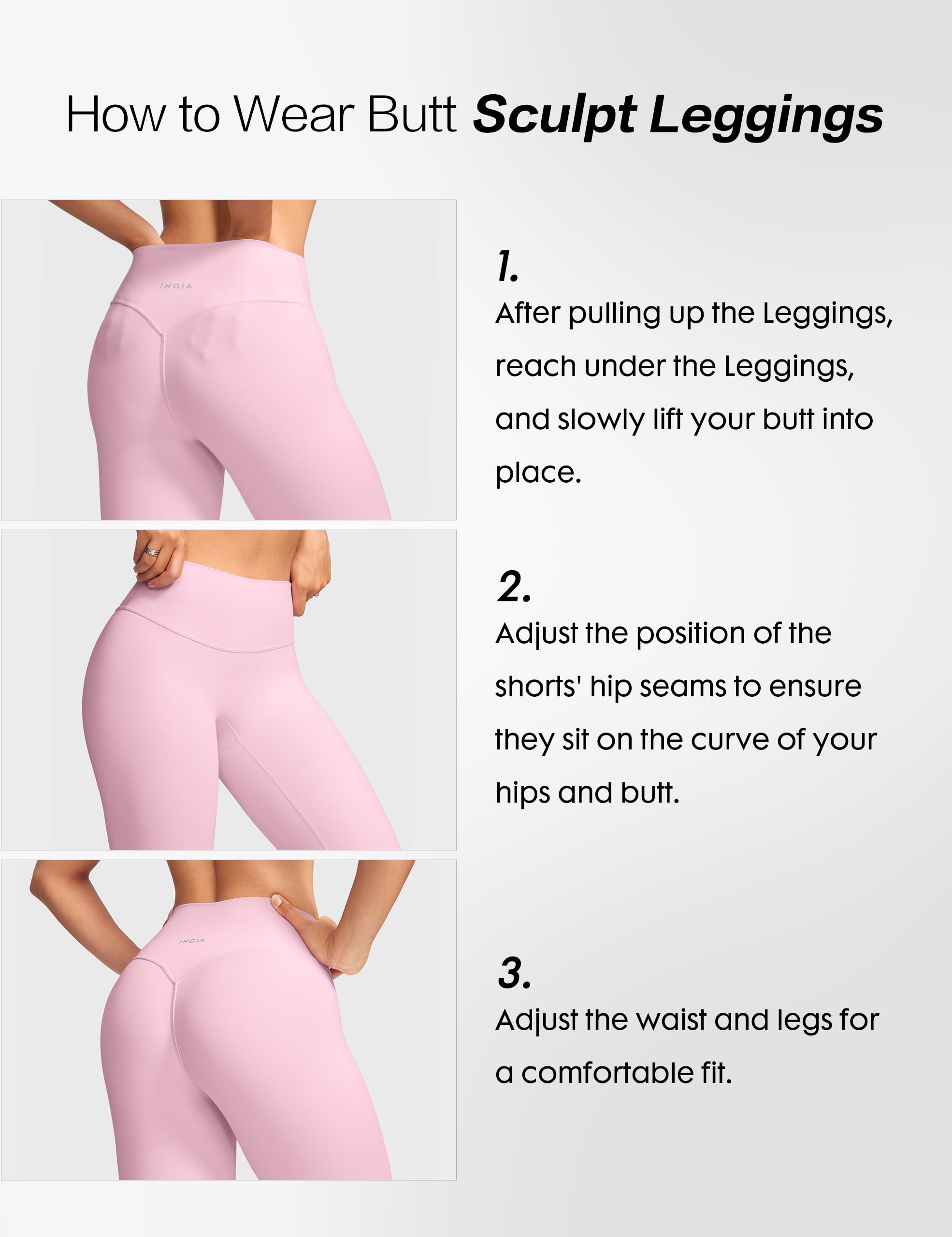 INGIA No Front Seam Scrunch Butt Leggings 25''