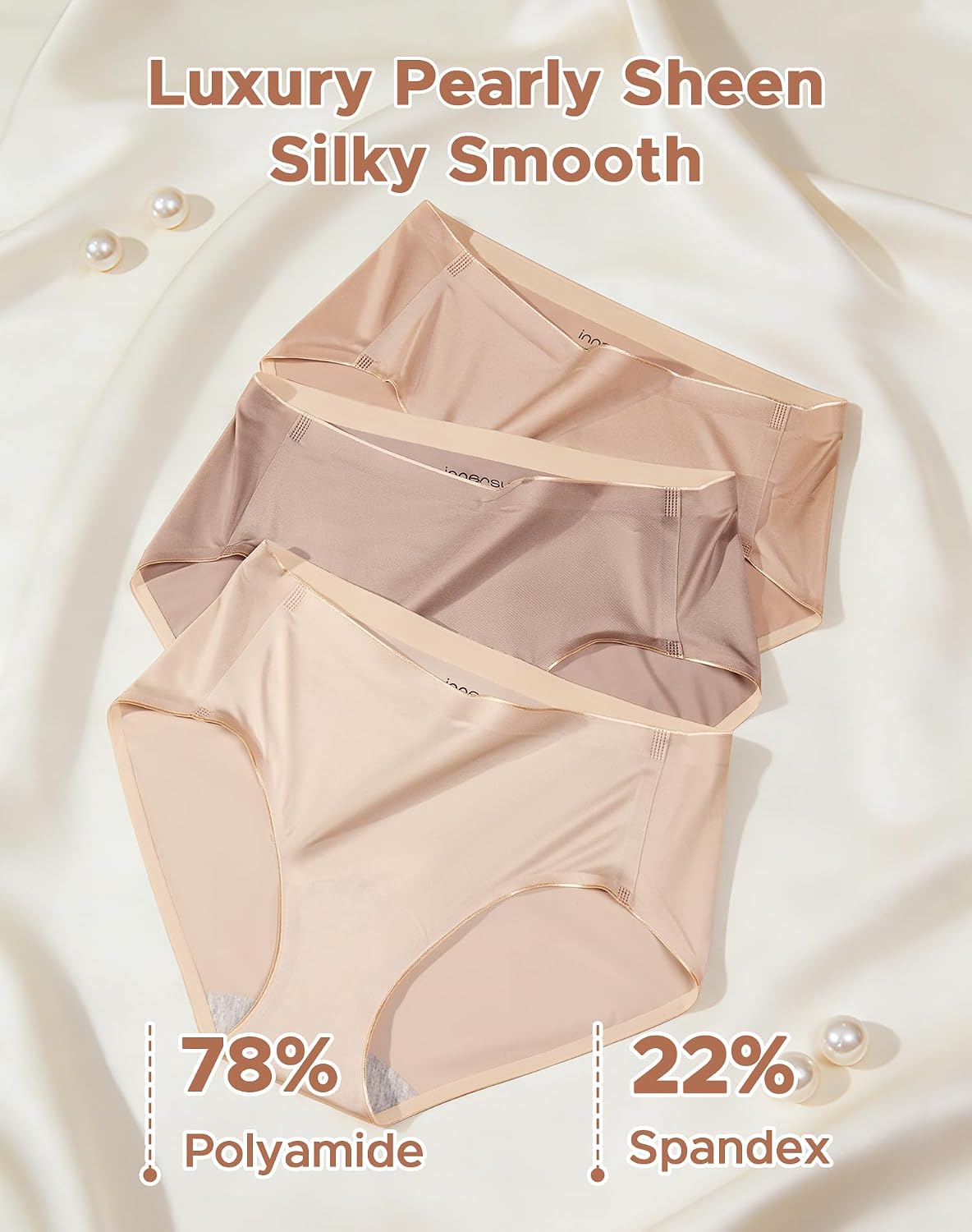 INNERSY Women's Underwear Silky Hipster Panties 3-Pack