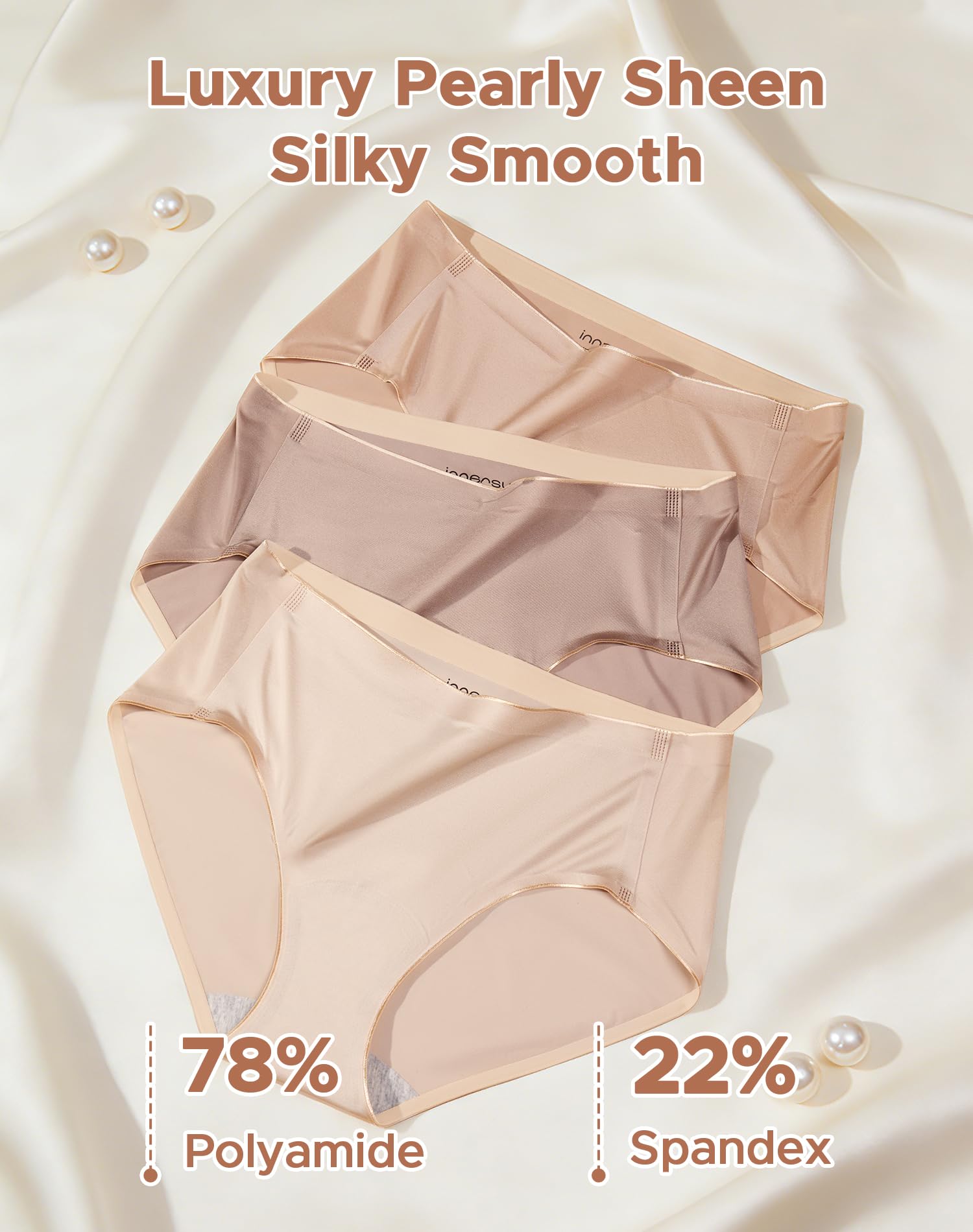 INNERSY Women's Underwear Silky Hipster Panties 3-Pack