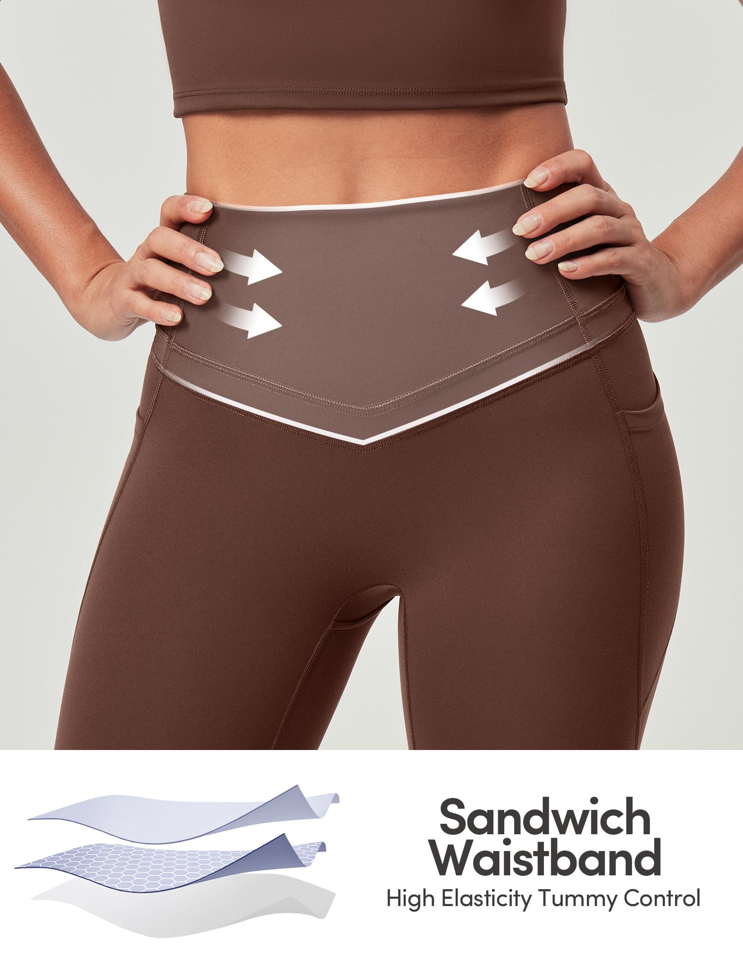 IUGA Compression Leggings with Pockets for Women Tummy Control Leggings No Front Seam Workout High Waist Yoga Pants