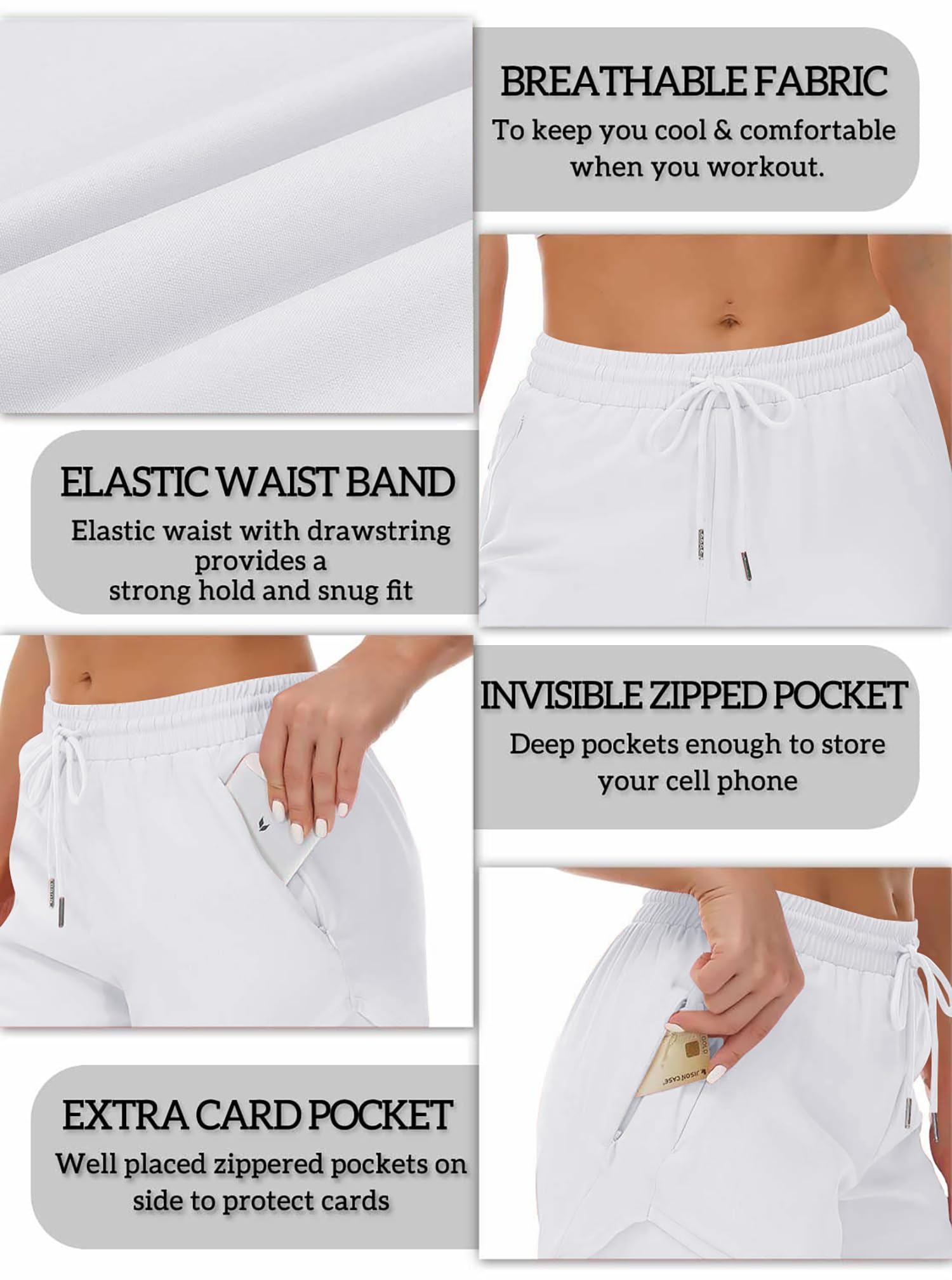 Mancreda Women's Running Shorts with Liner 3 Zipper Pockets Elastic Workout Athletic Gym Yoga Shorts