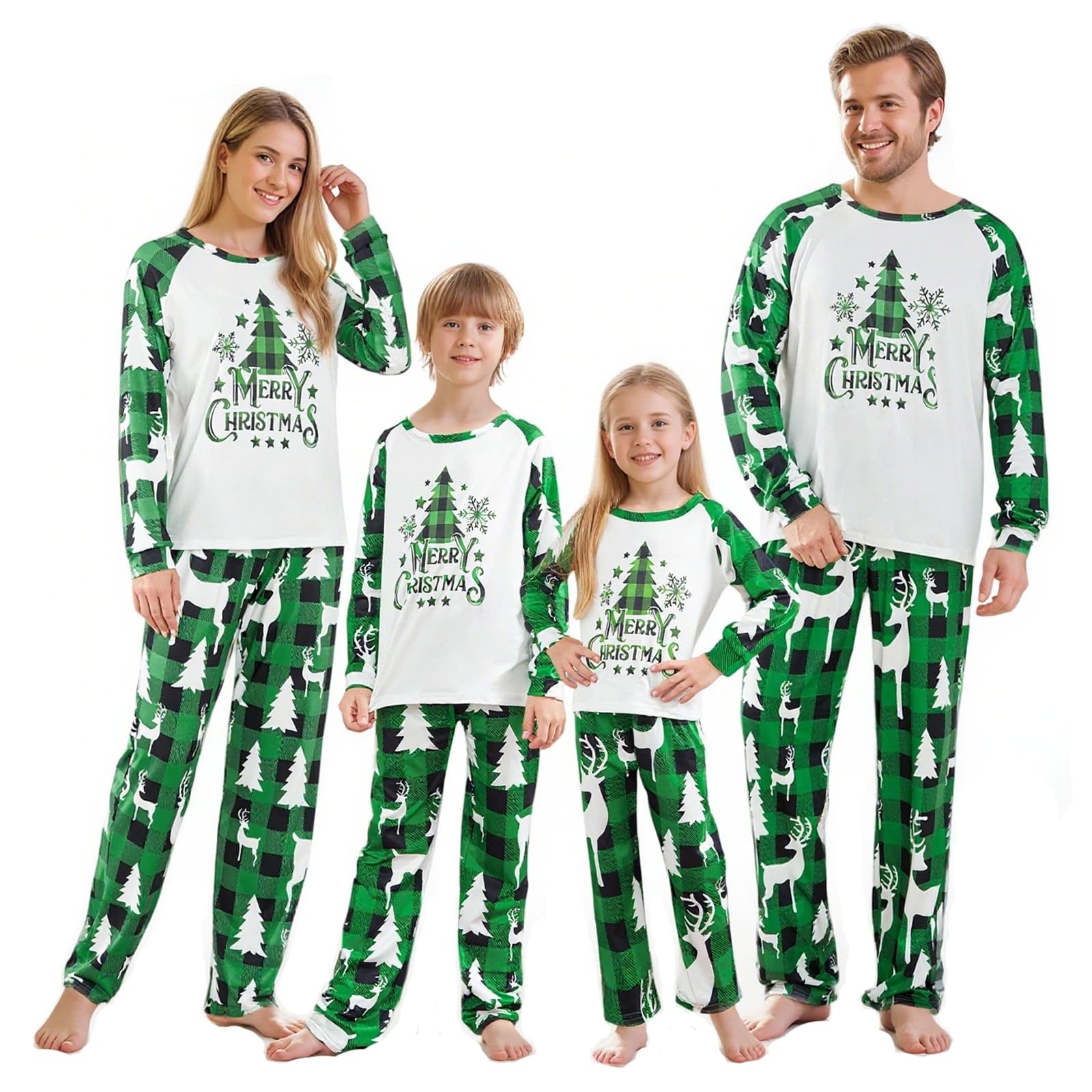 OAKFashion Christmas Family Pajamas Holiday Christma Pajama Family Matching Pjs Set Sleepwear Xmas Jammies