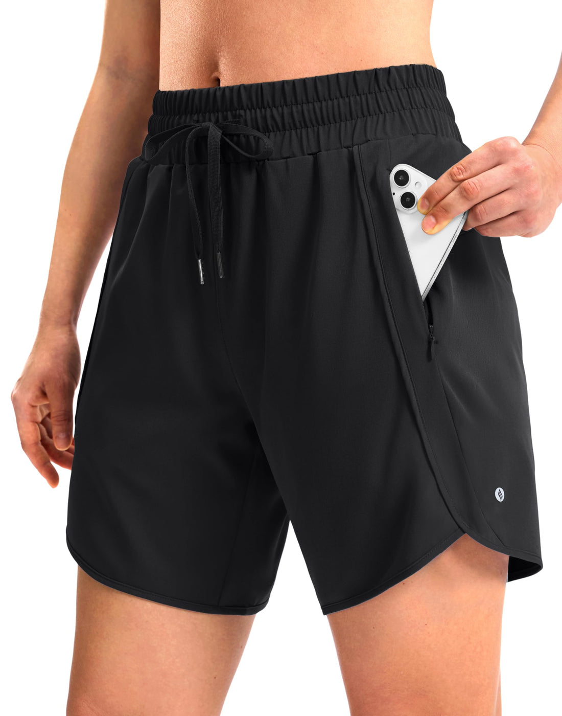 SANTINY Women's 3.5''/5''/7'' Athletic Gym Running Shorts Zipper Pockets | No Liner, High Waisted, Quick Dry, Lightweight, Workout, Shorts for Women